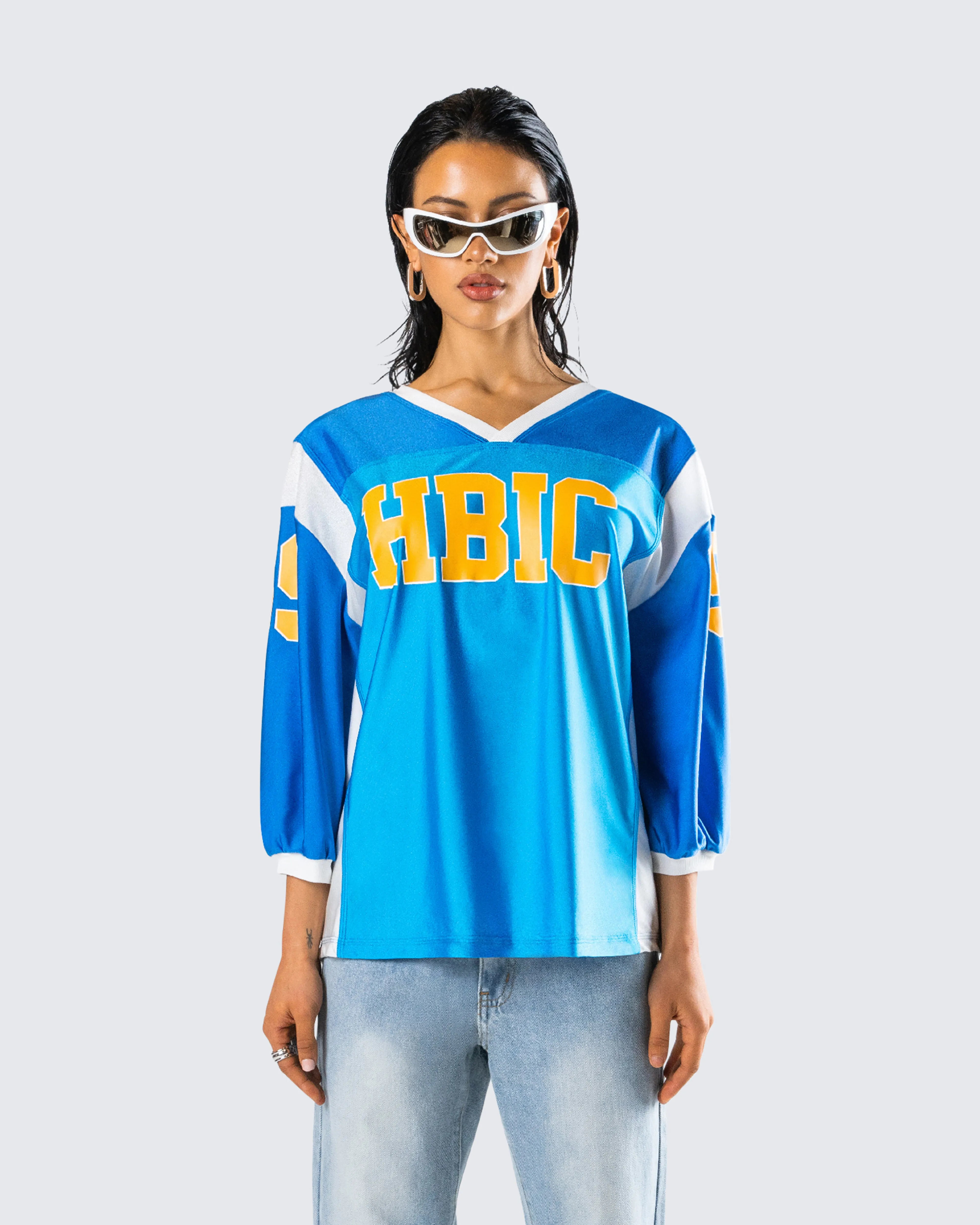 Bea Blue Graphic Sports Jersey Top sold by Finesse product image thumbnail 4