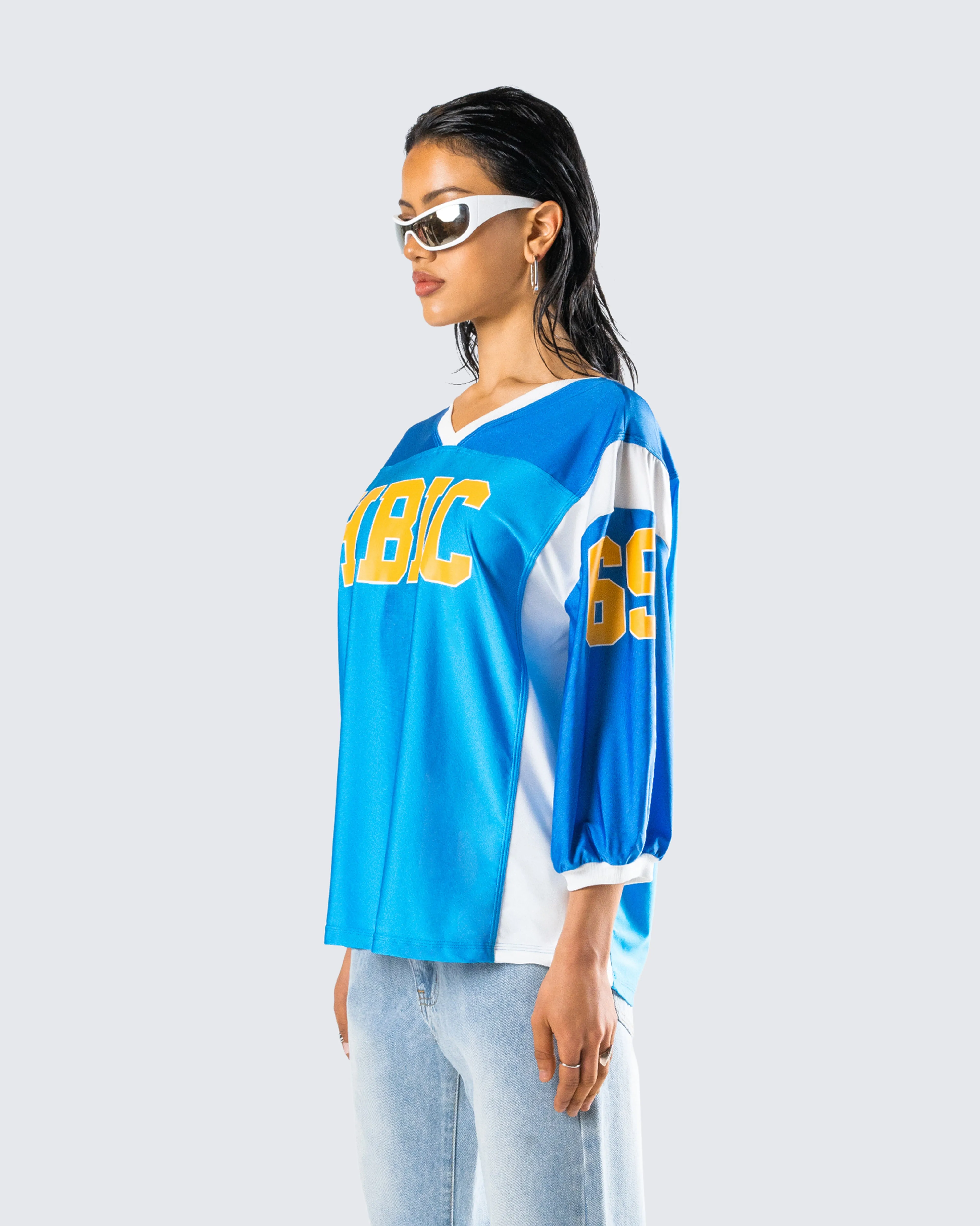 Bea Blue Graphic Sports Jersey Top sold by Finesse product image thumbnail 5
