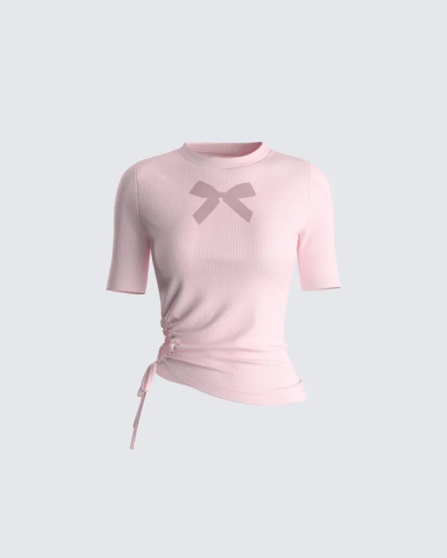 Anaya Pink Bow Graphic Tee sold by Finesse