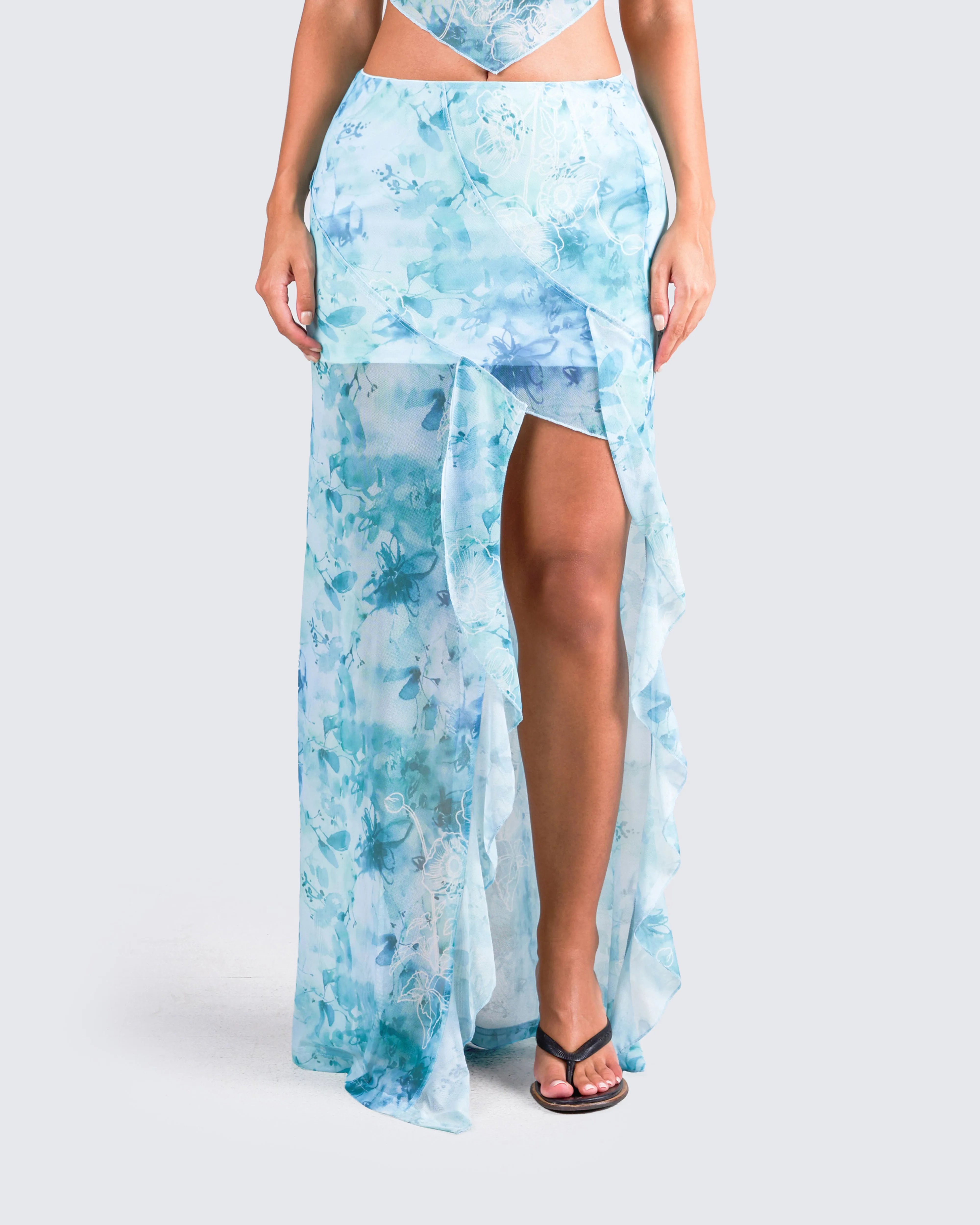 Bahia Mint Floral Print Skirt sold by Finesse product image thumbnail 4