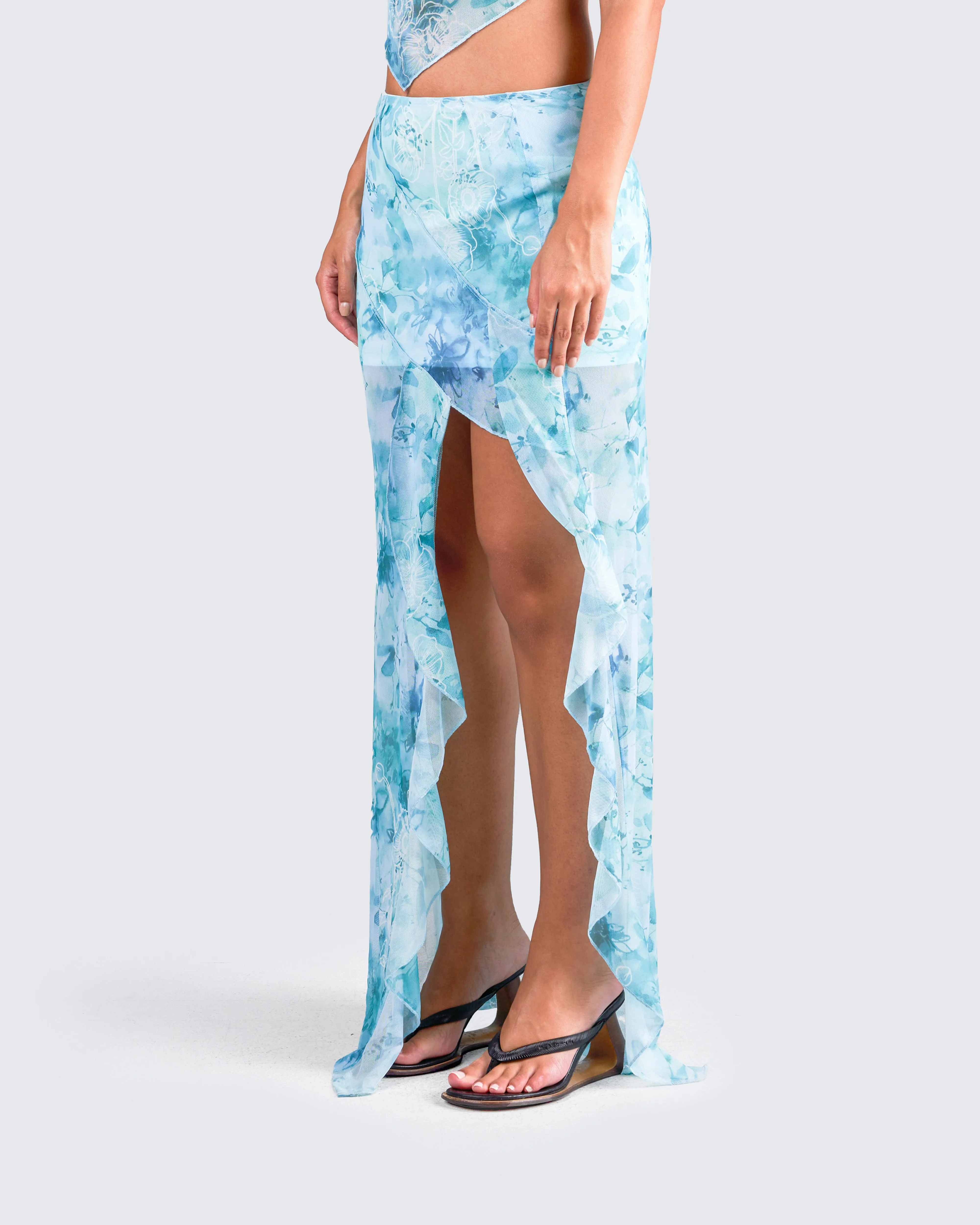 Bahia Mint Floral Print Skirt sold by Finesse product image thumbnail 5