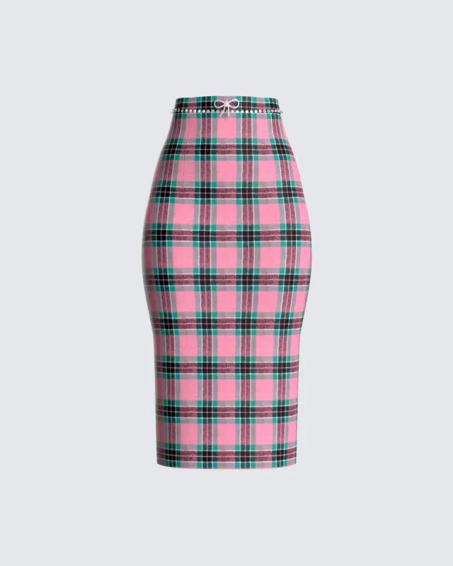 Amanda Multi Plaid Midi Skirt sold by Finesse