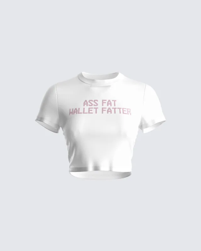 Suvi White Rhinestone Cropped Top sold by Finesse