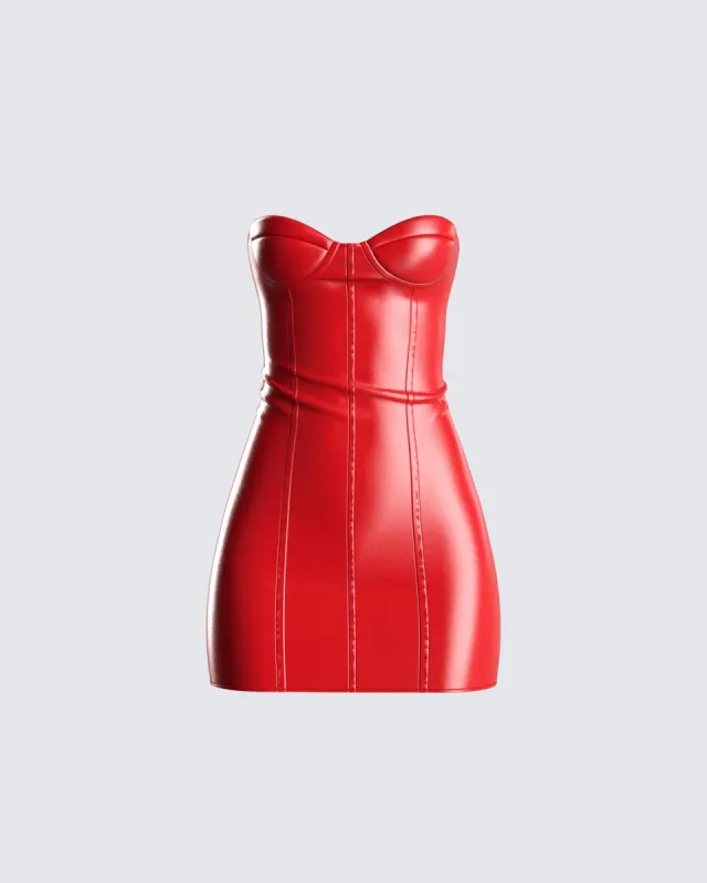 Trisha Vegan Leather Mini Dress sold by Finesse