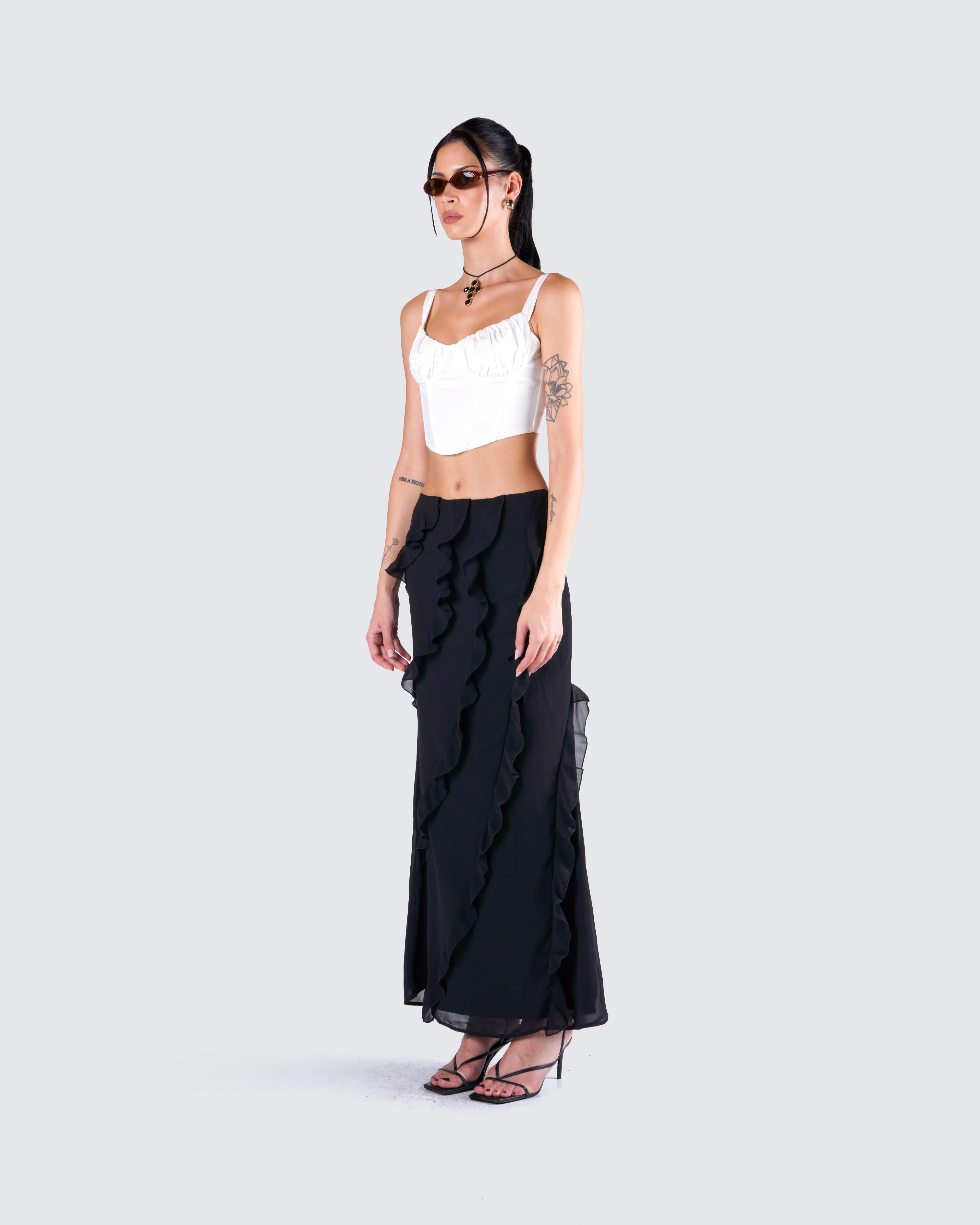Sissy Black Ruffle Maxi Skirt sold by Finesse product image thumbnail 5