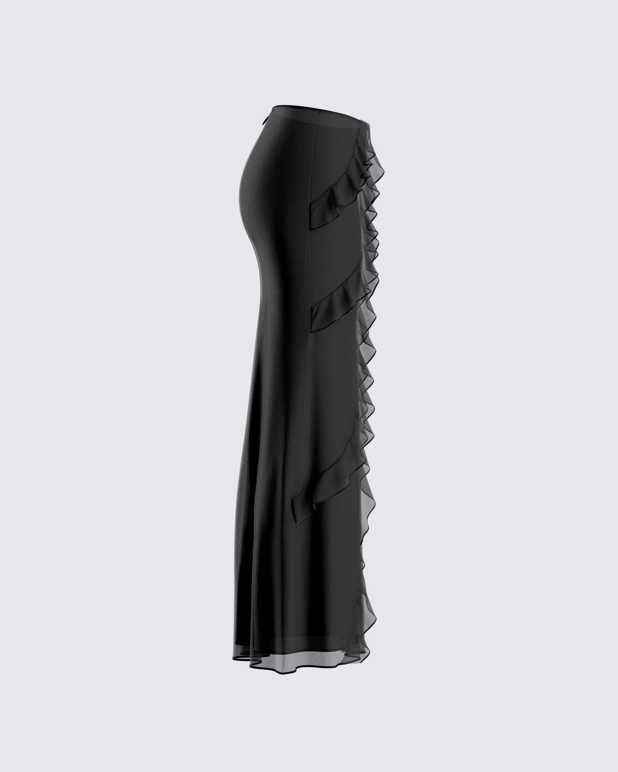 Sissy Black Ruffle Maxi Skirt sold by Finesse product image thumbnail 2