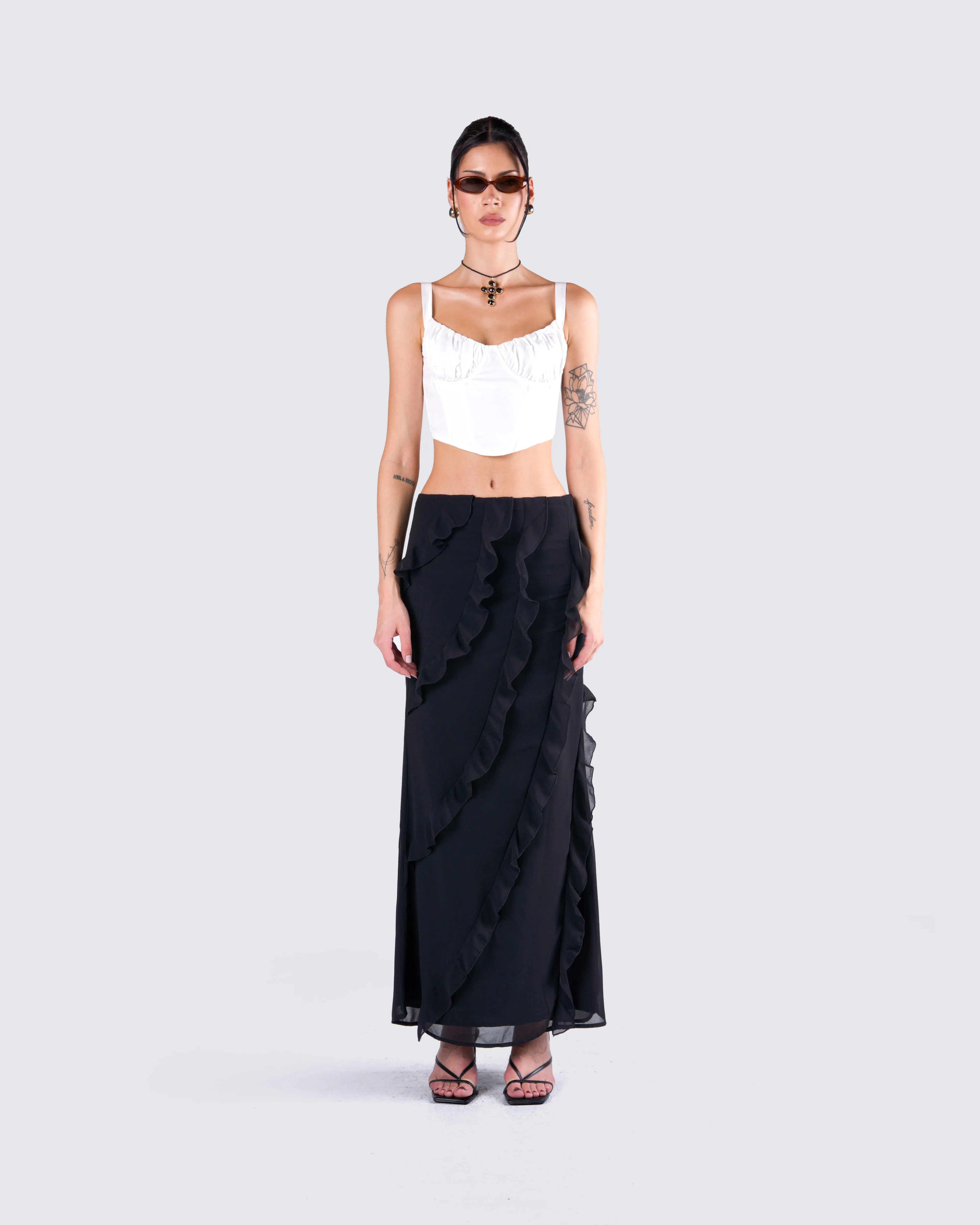 Sissy Black Ruffle Maxi Skirt sold by Finesse product image thumbnail 4
