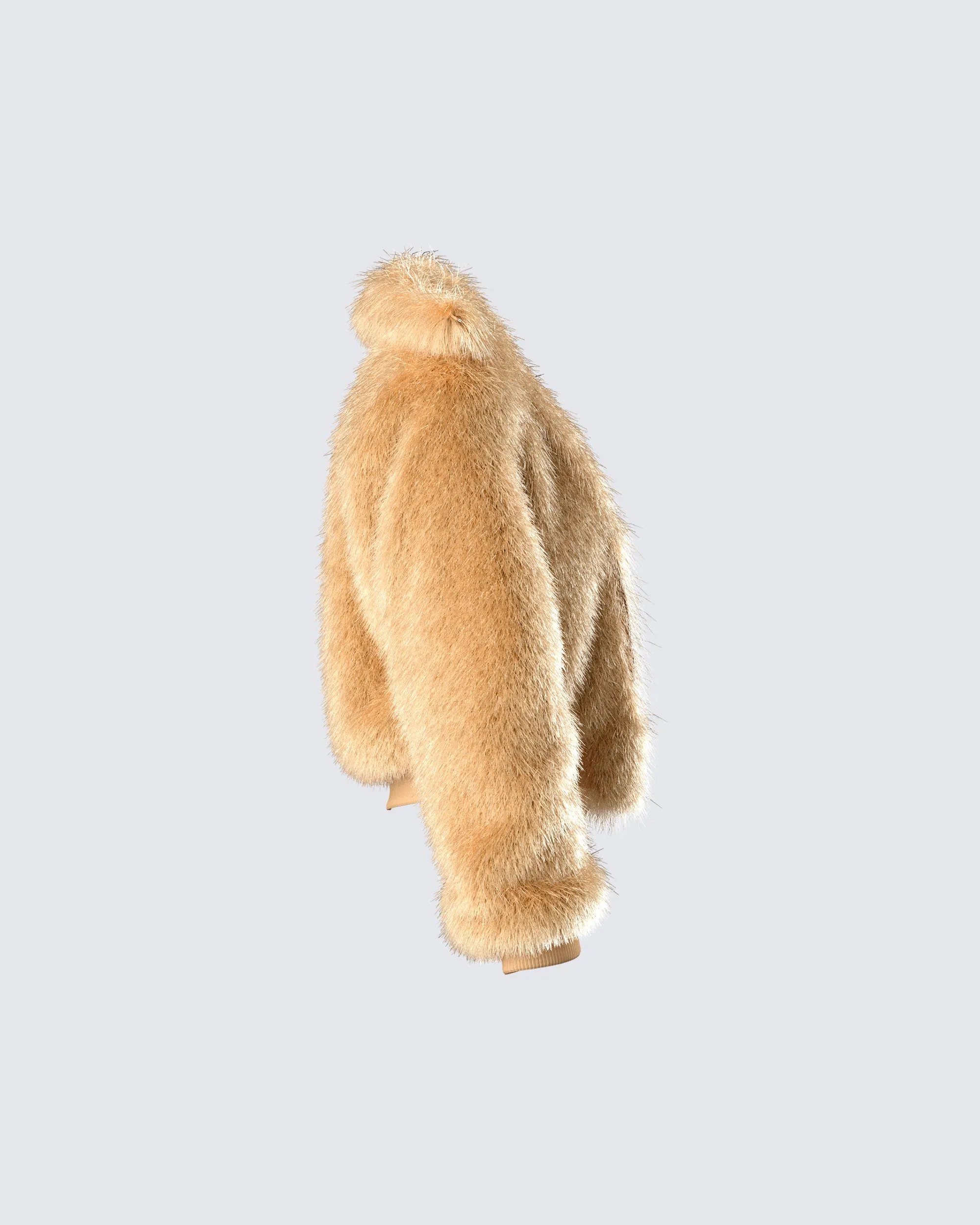 Briar Tan Faux Fur Bomber Jacket sold by Finesse product image thumbnail 2