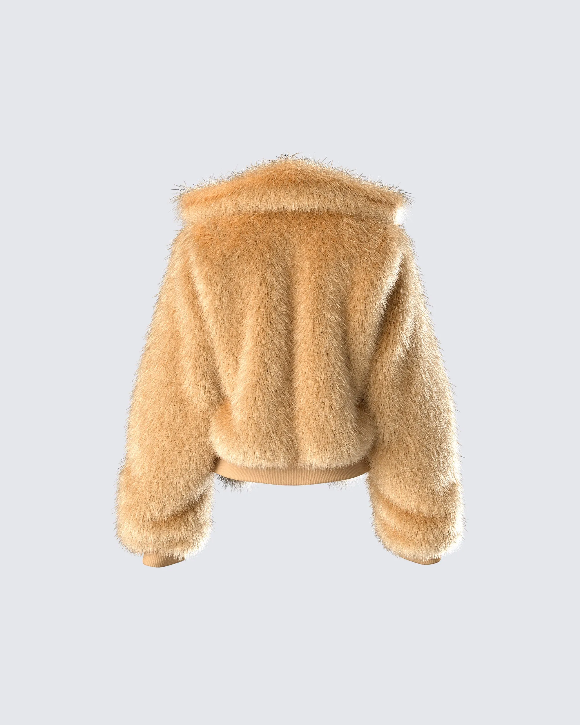 Briar Tan Faux Fur Bomber Jacket sold by Finesse product image thumbnail 3