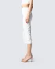 Adely White Shirred Midi Skirt sold by Finesse