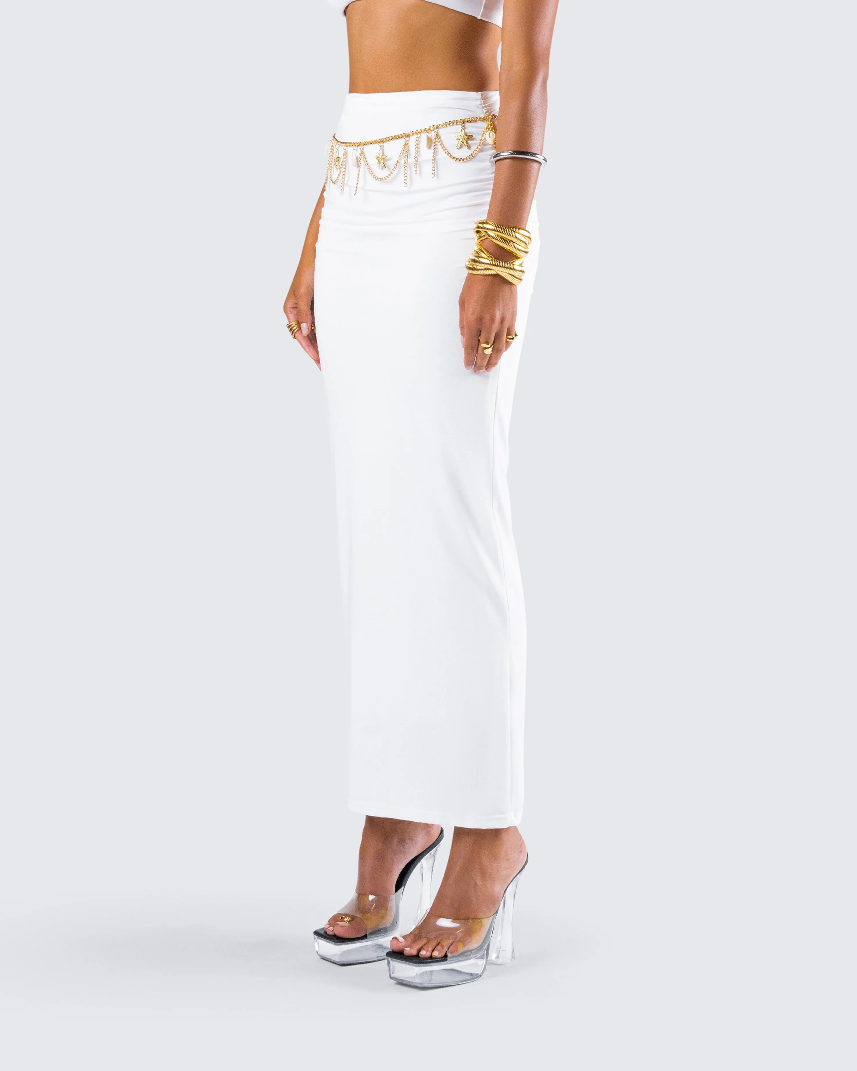Cerelina White Jersey Maxi Skirt sold by Finesse product image thumbnail 5