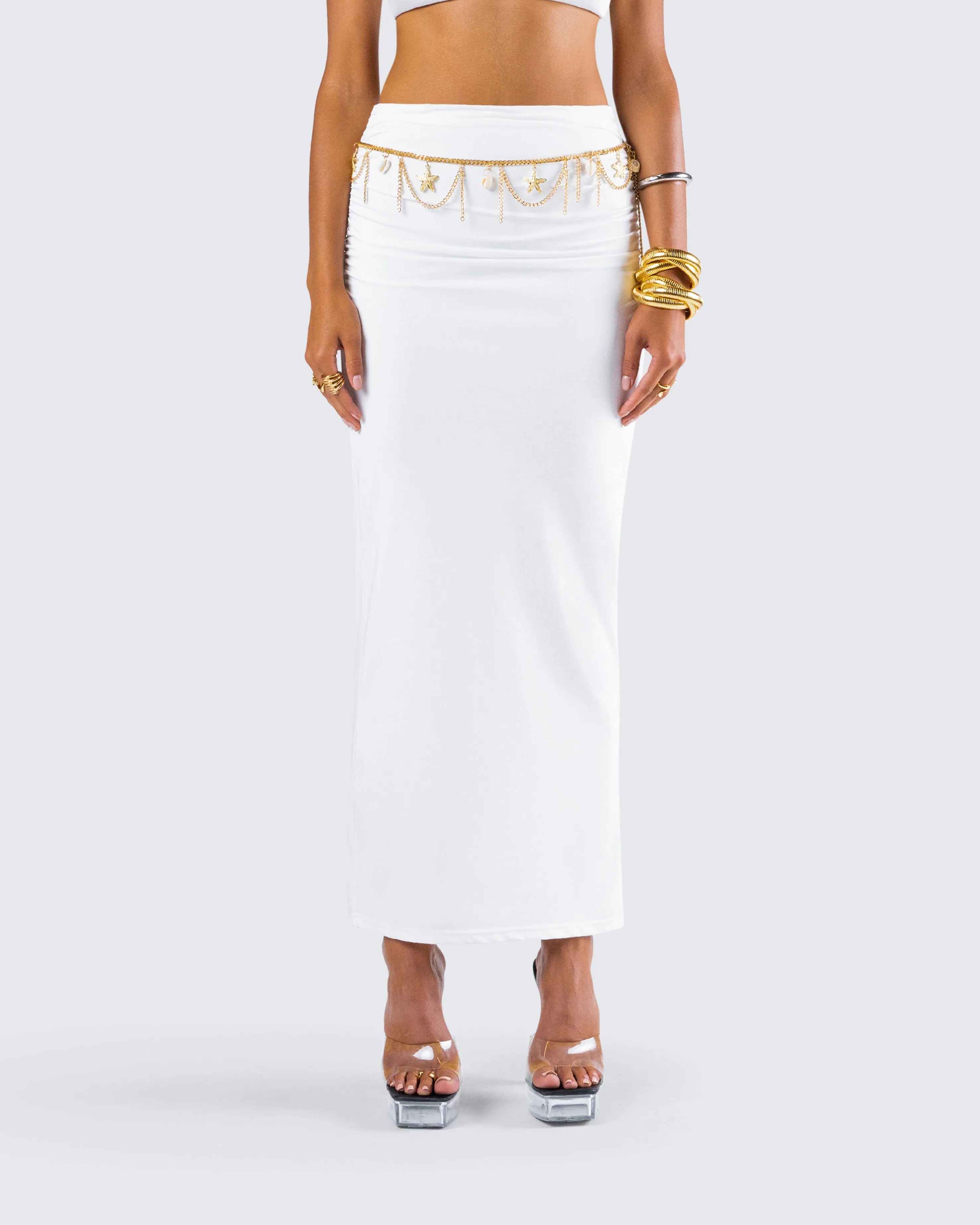 Cerelina White Jersey Maxi Skirt sold by Finesse product image thumbnail 4