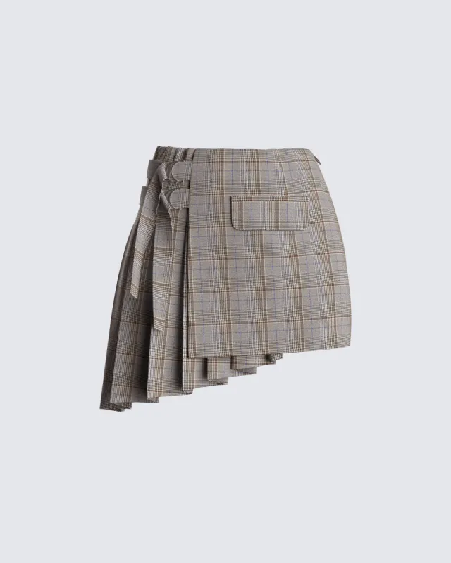 Colby Brown Plaid Mini Skirt sold by Finesse