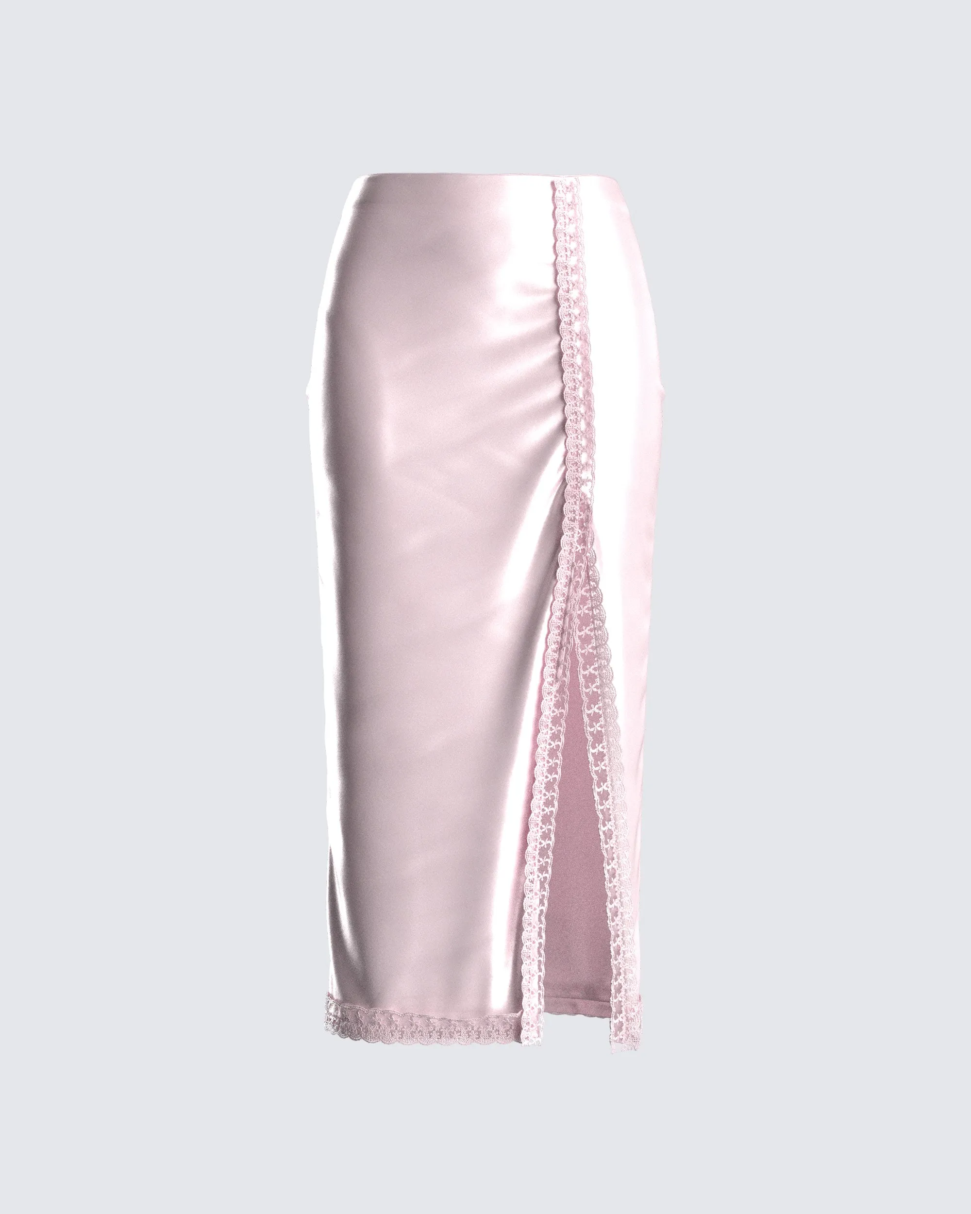 Orana Pink Satin Lace Skirt sold by Finesse