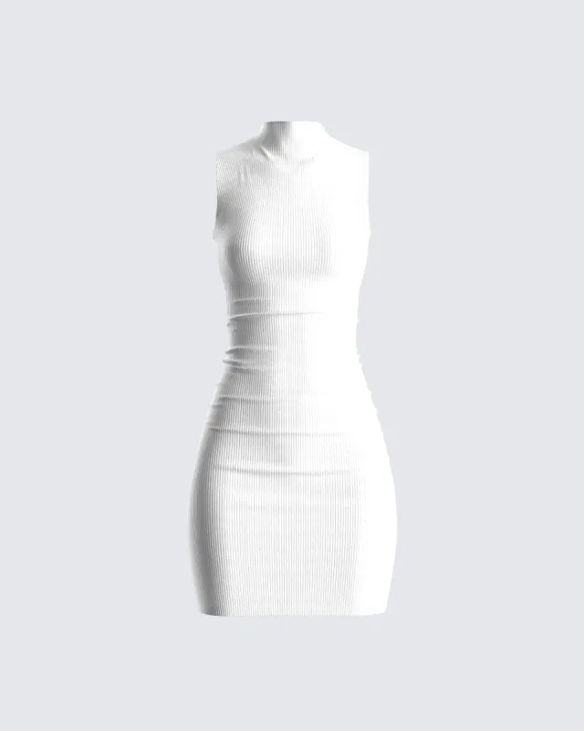 Lauren White Rib Mini Dress sold by Finesse