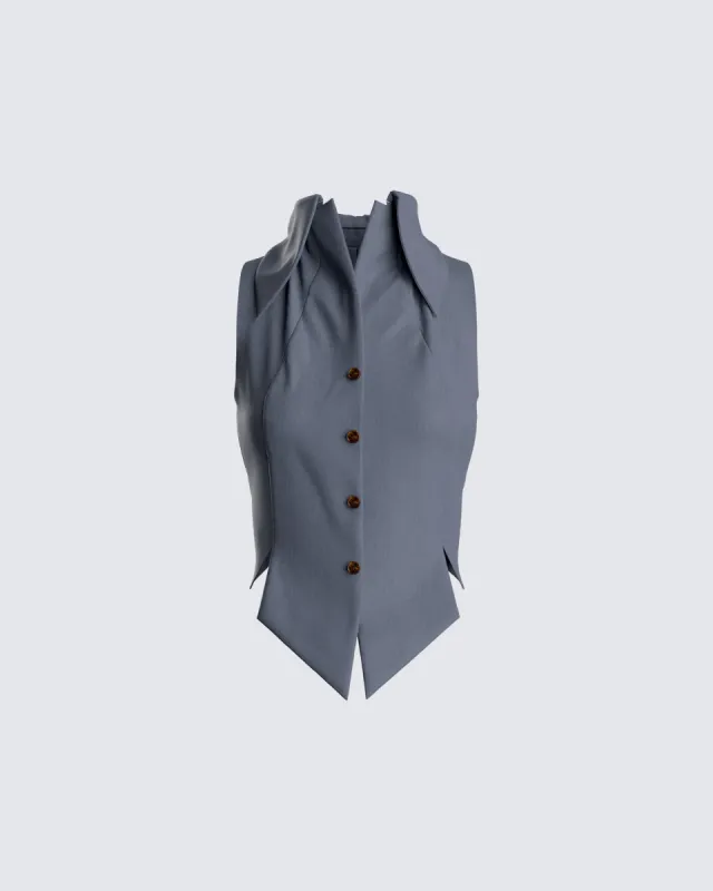 Metin Charcoal Sleeveless Shirt sold by Finesse