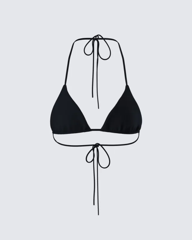 Halsey Black Triangle Bikini Top made by Finesse