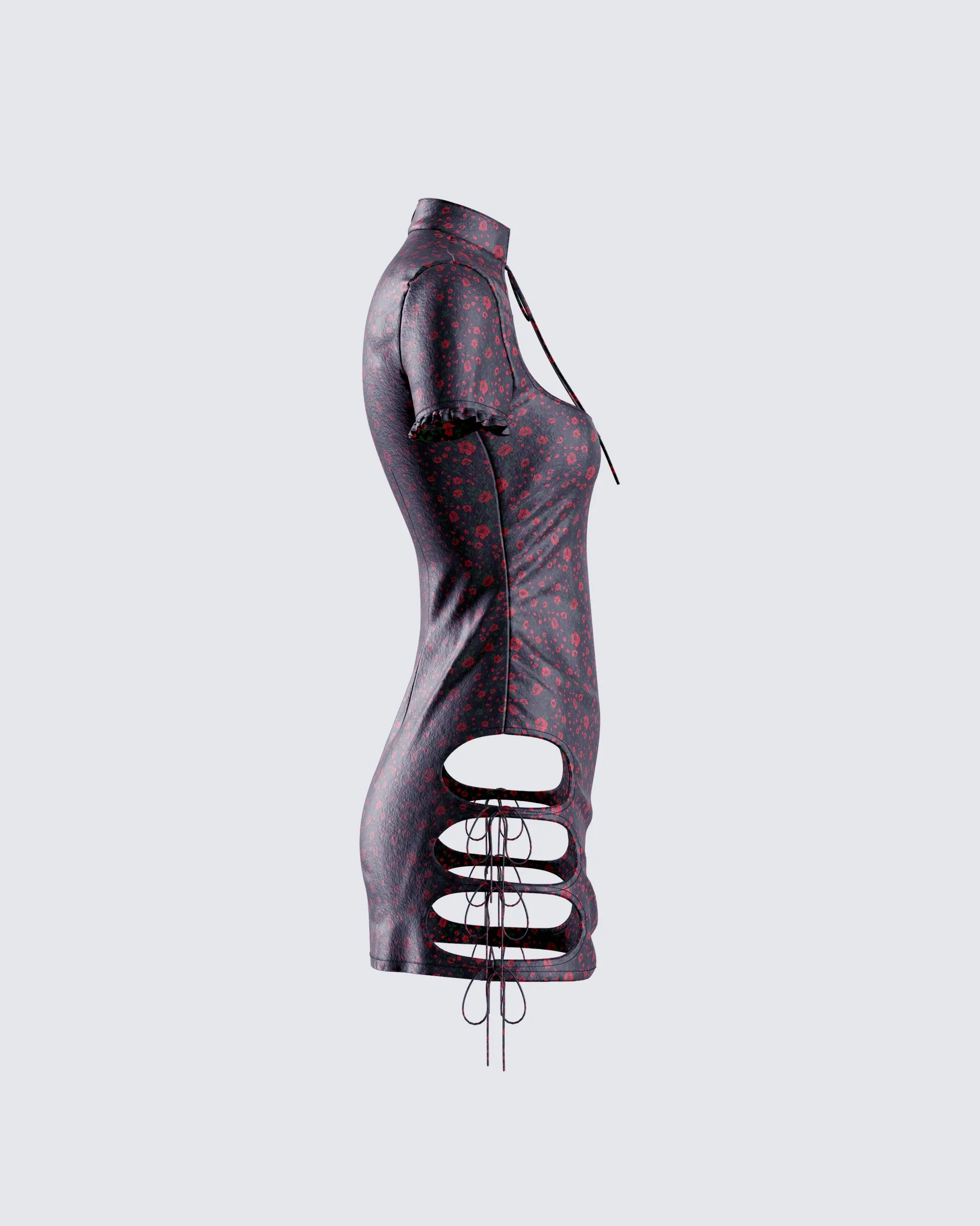 Ivie Black Floral Satin Mini Dress sold by Finesse product image thumbnail 2