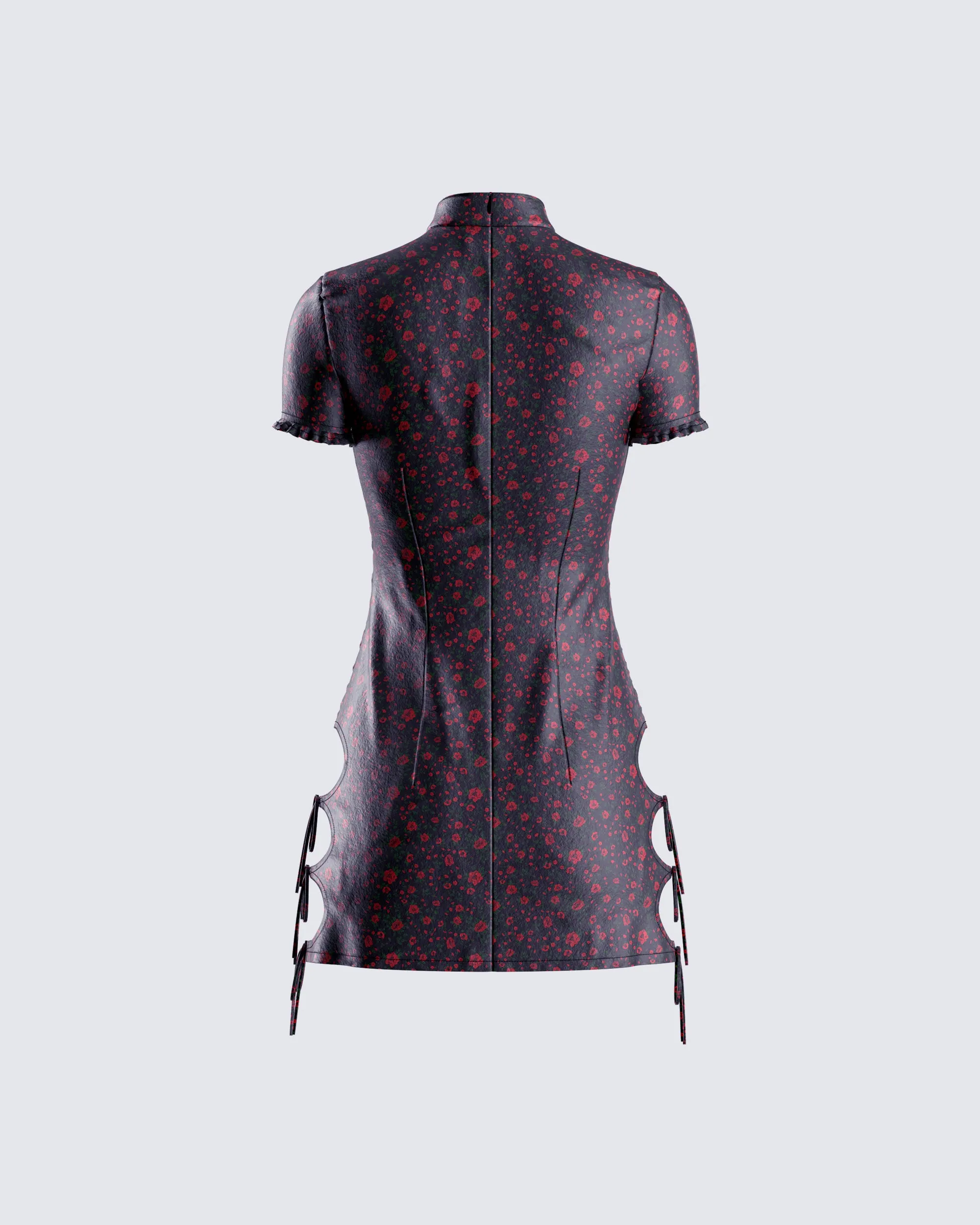 Ivie Black Floral Satin Mini Dress sold by Finesse product image thumbnail 3