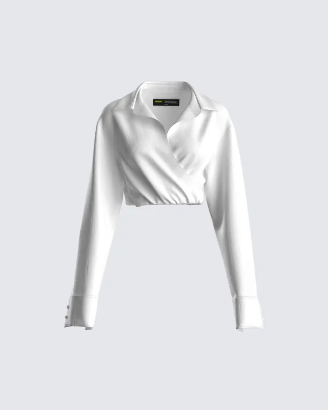 Nina White Collared Shirt sold by Finesse