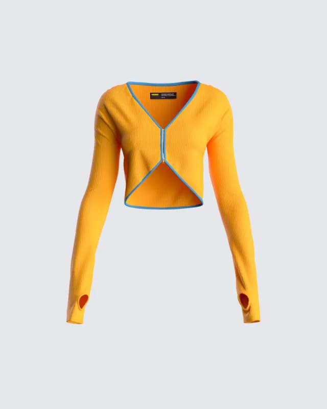 Riley Orange Long Sleeve Top sold by Finesse