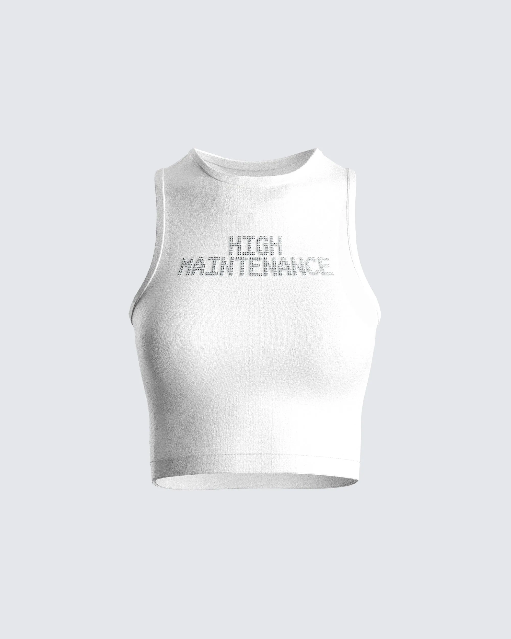 Rumi White Cropped Rhinestone Top sold by Finesse