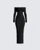 Kyan Black Off Shoulder Maxi Dress sold by Finesse