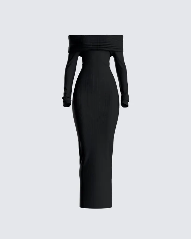 Kyan Black Off Shoulder Maxi Dress sold by Finesse