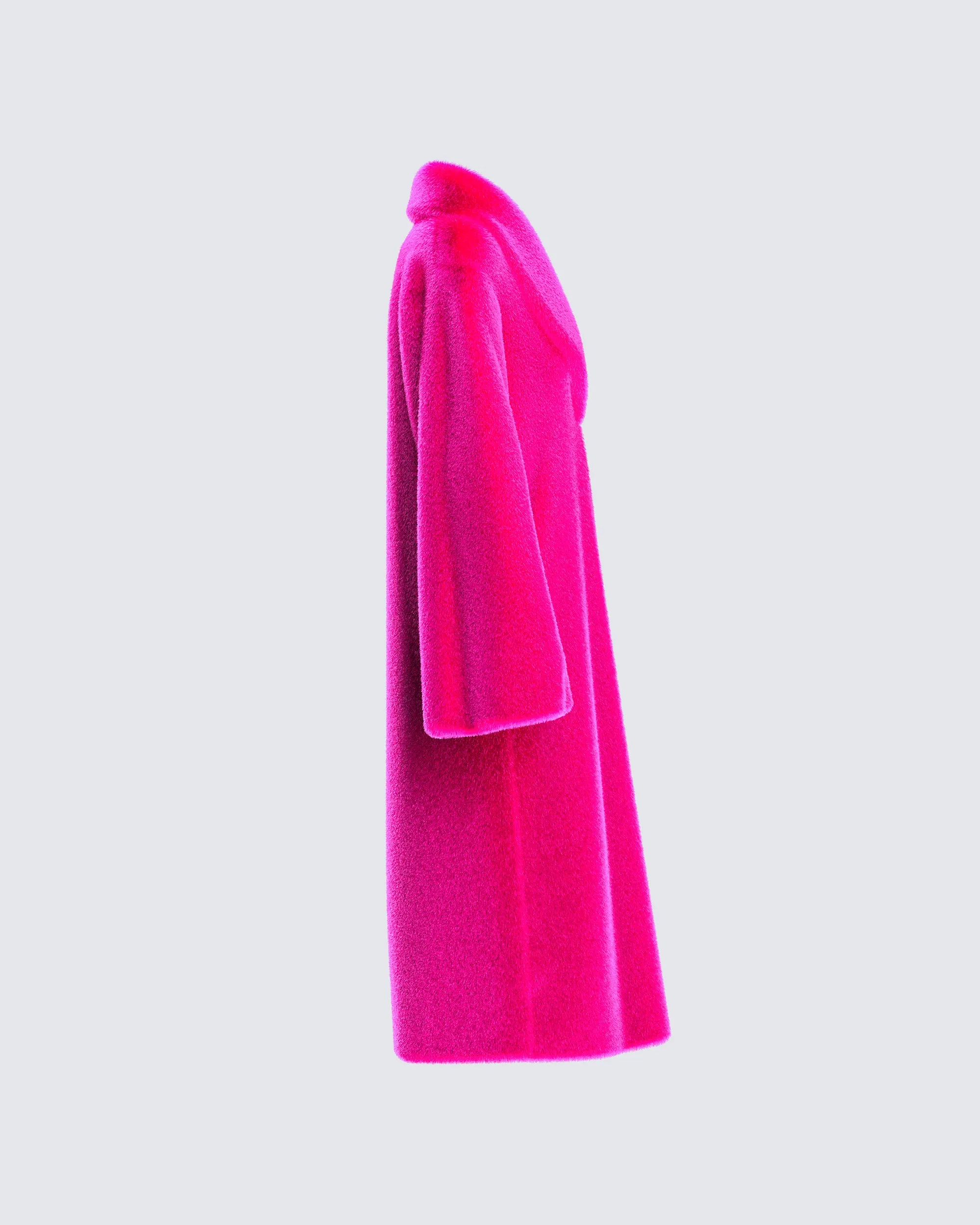 Dorinne Hot Pink Vegan Fur Coat sold by Finesse product image thumbnail 2