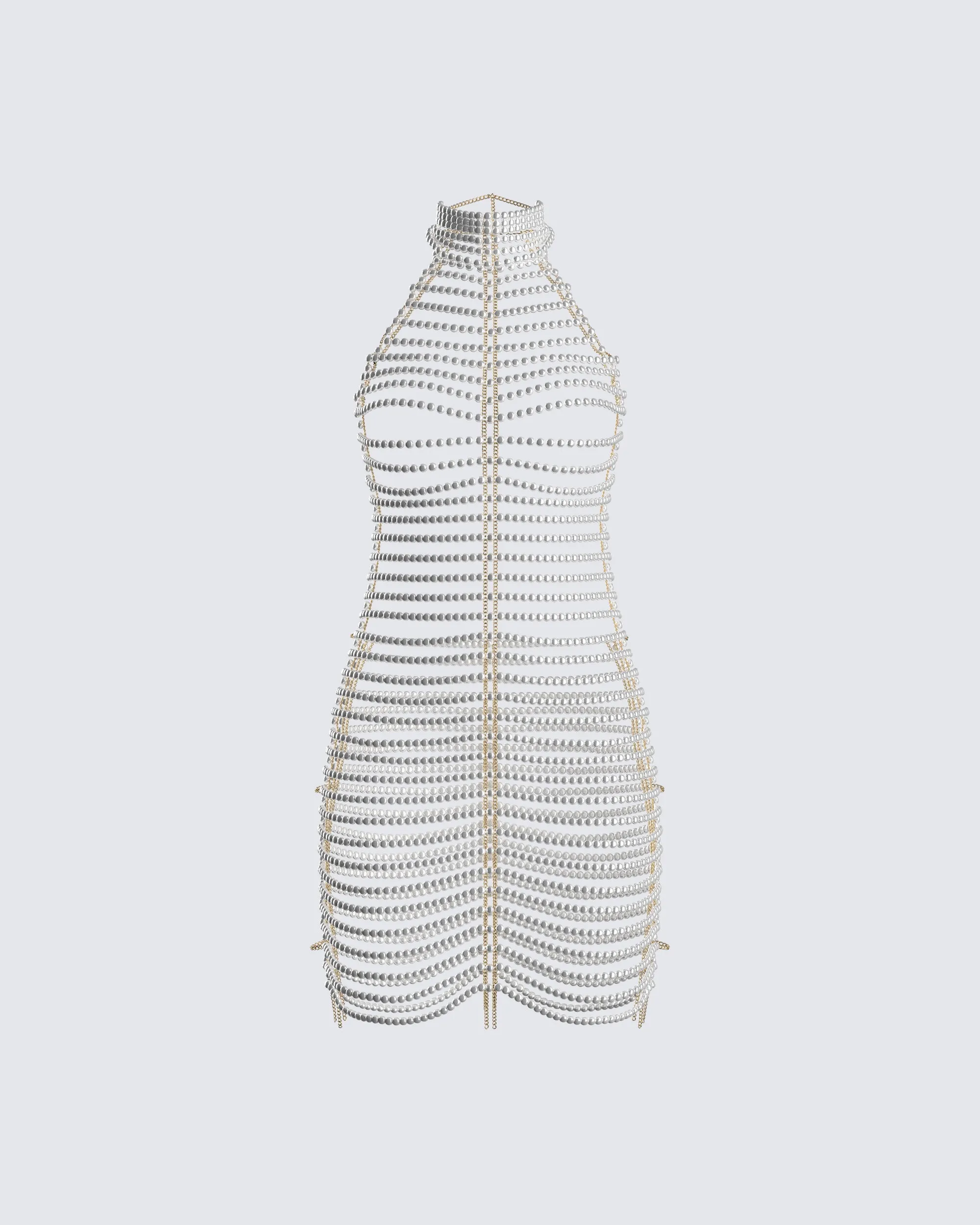 Drea Pearl Chain Mini Dress sold by Finesse