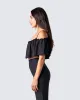 Catalina Black Chiffon Ruffle Top sold by Finesse