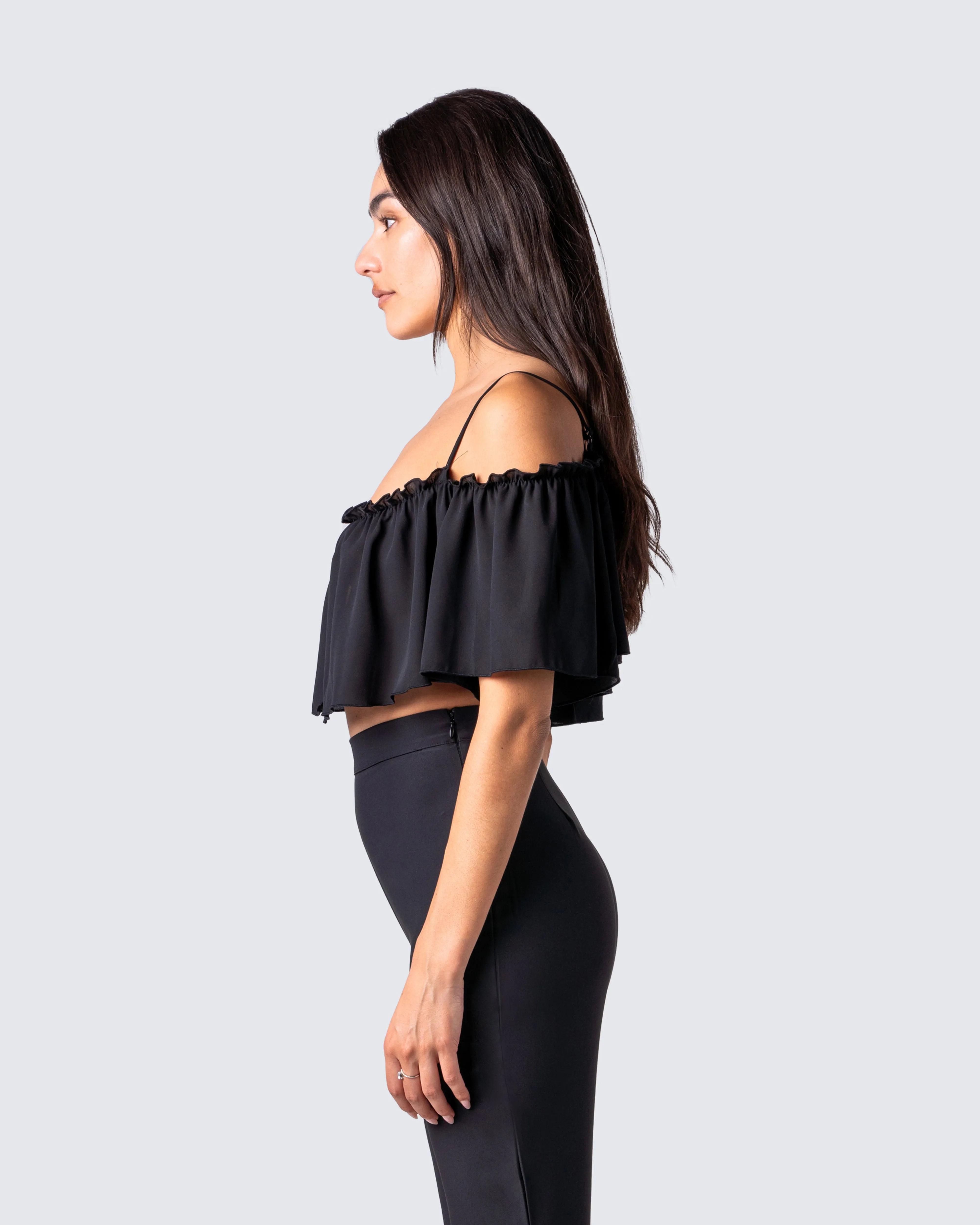 Catalina Black Chiffon Ruffle Top sold by Finesse product image thumbnail 5