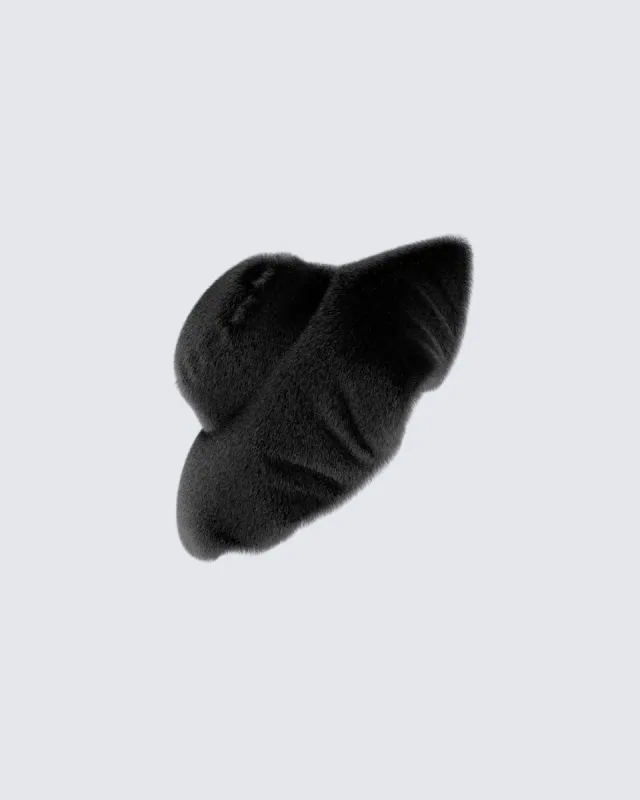 Ciara Black Vegan Fur Hat sold by Finesse