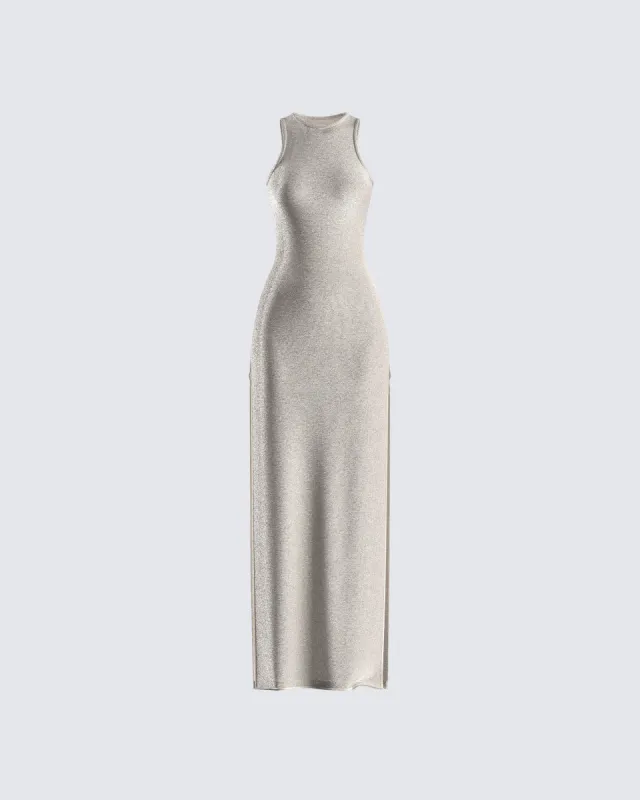 Taline Gold Lurex Maxi Dress sold by Finesse