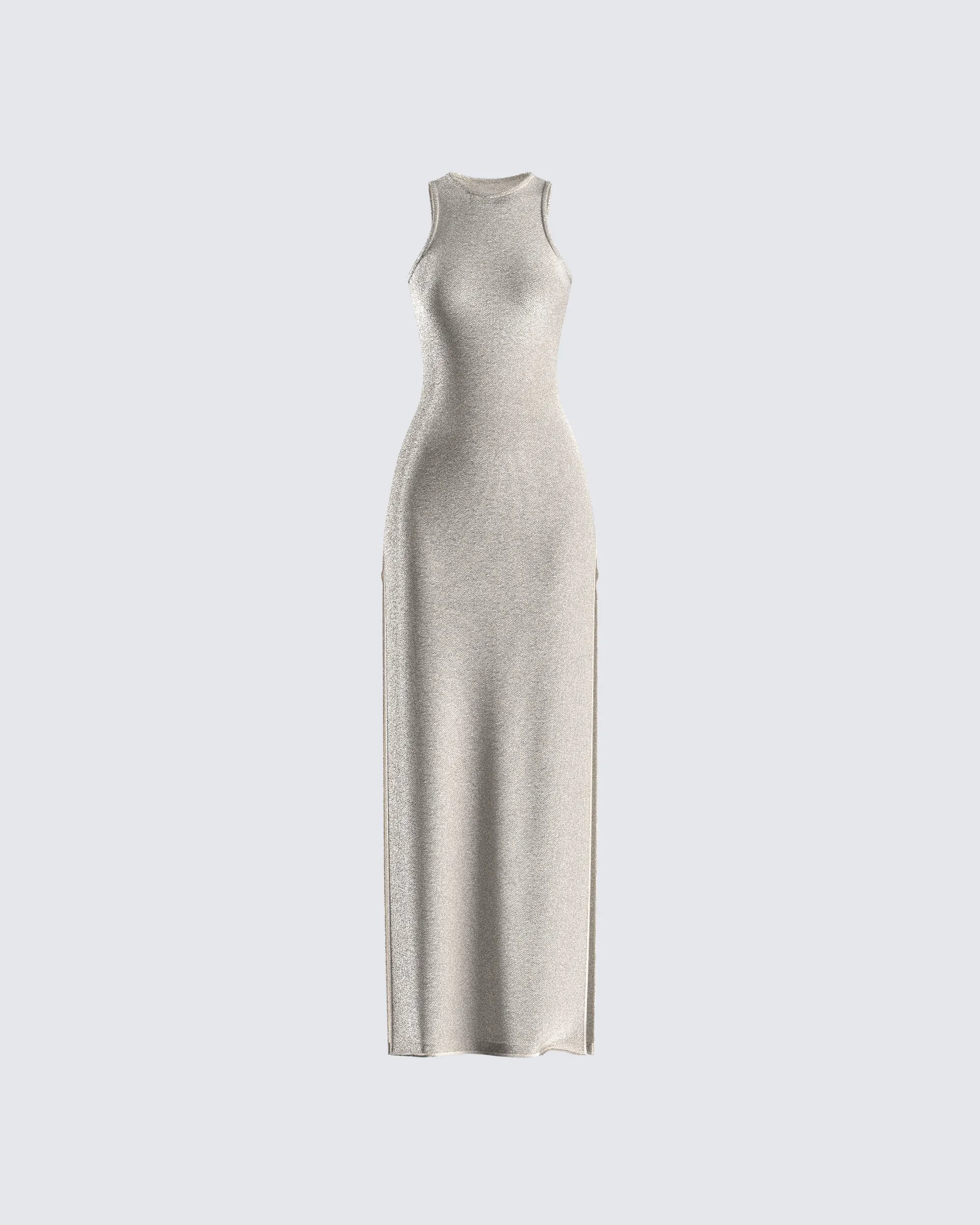 Taline Gold Lurex Maxi Dress sold by Finesse