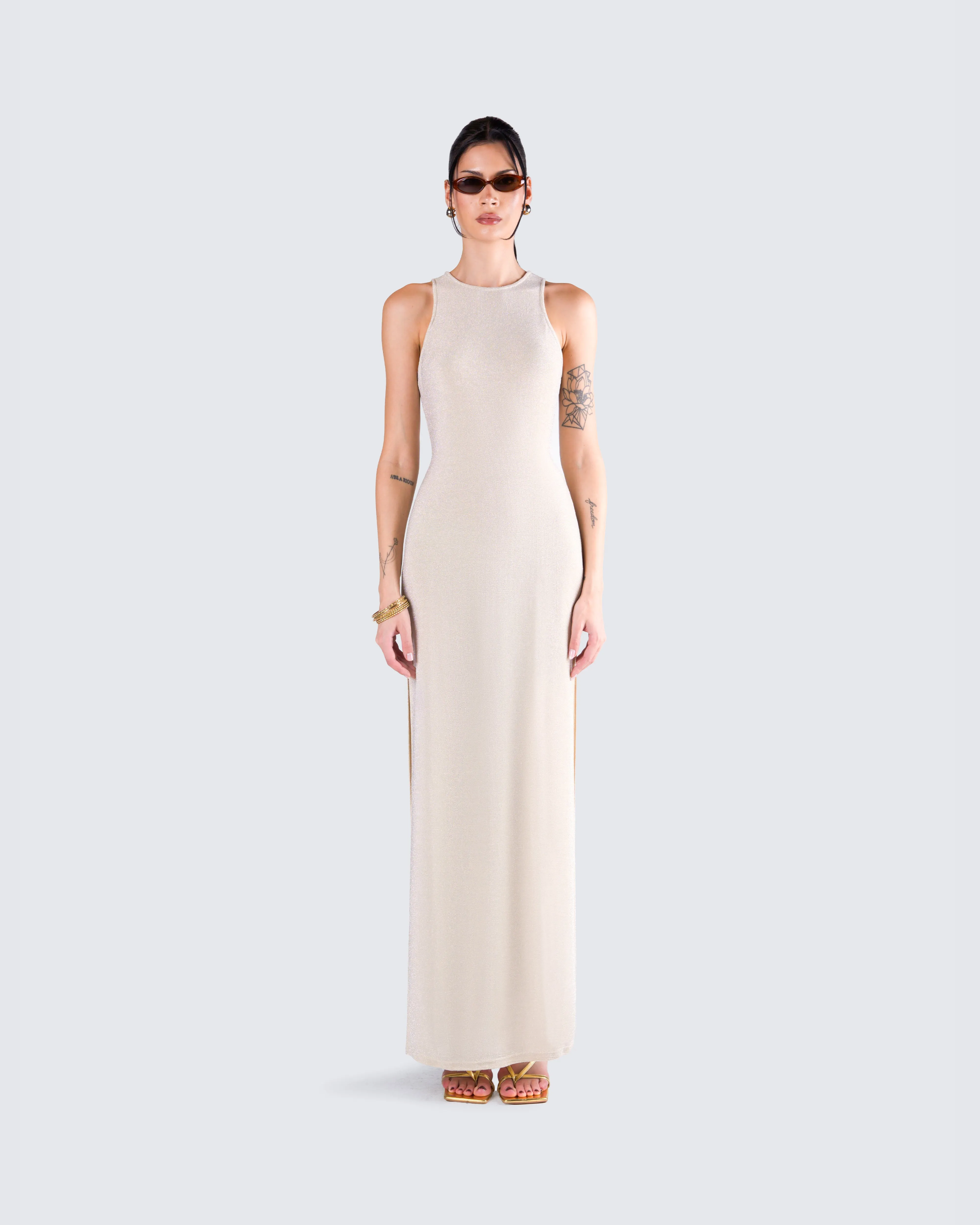 Taline Gold Lurex Maxi Dress sold by Finesse product image thumbnail 4