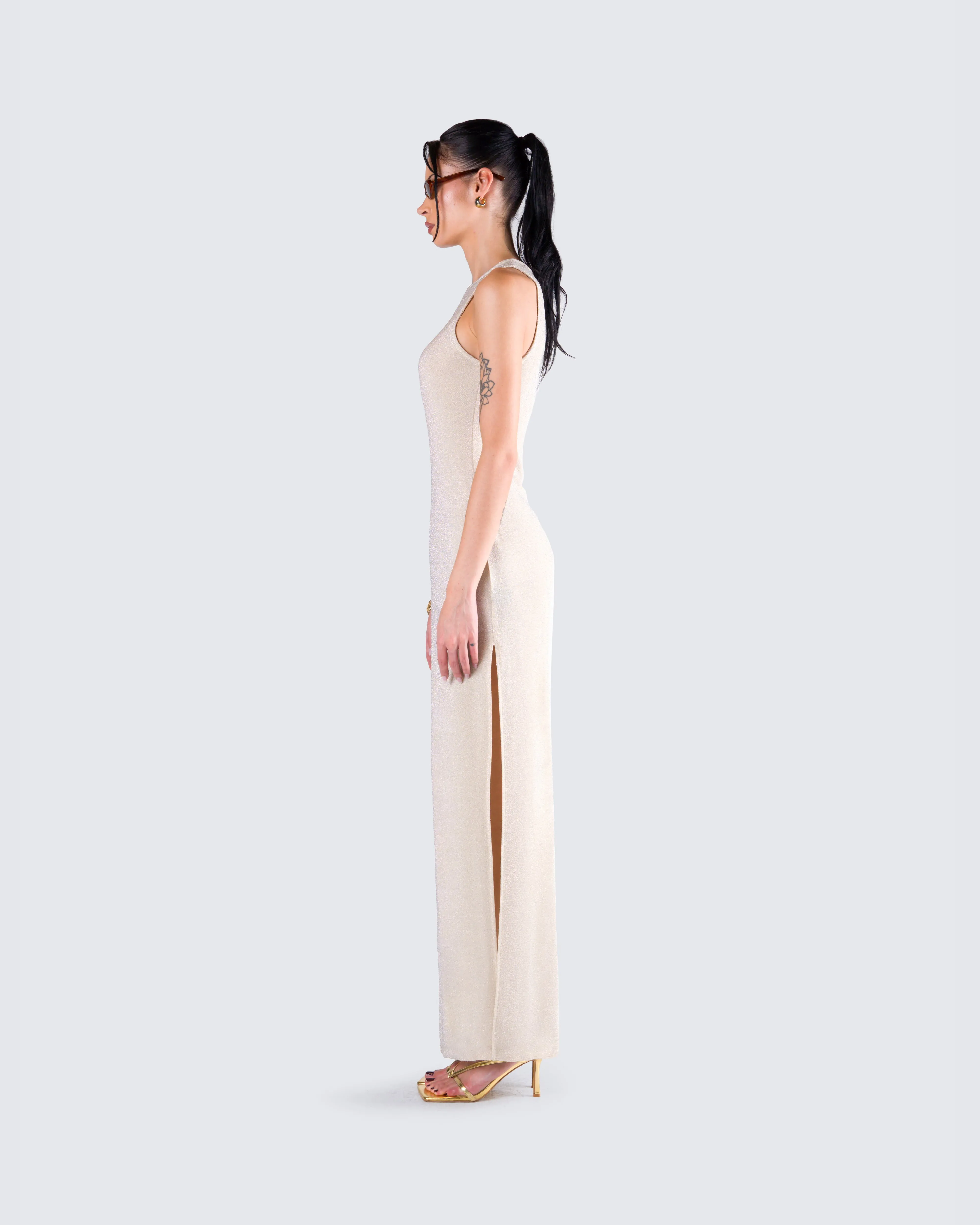 Taline Gold Lurex Maxi Dress sold by Finesse product image thumbnail 5