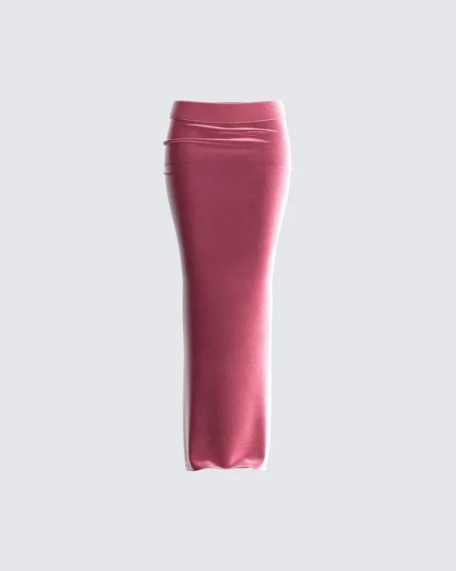 Ayla Pink Velvet Maxi Skirt sold by Finesse