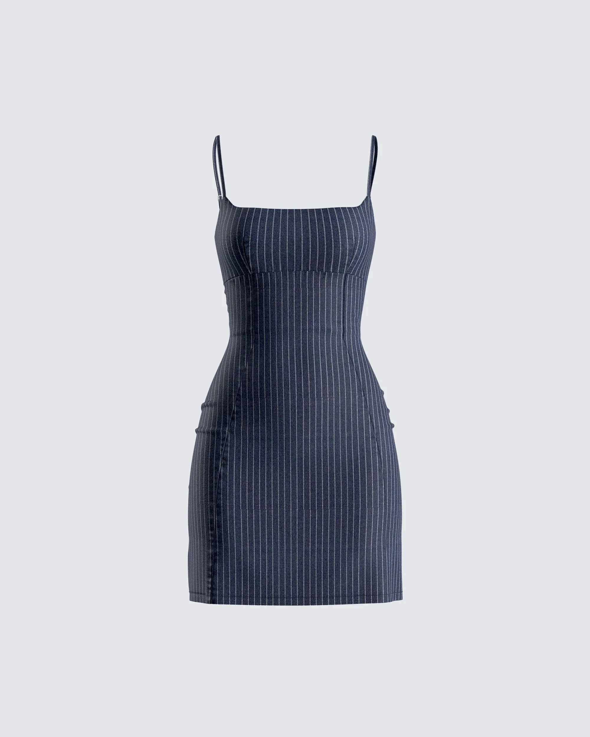 Suzanne Navy Pinstripe Mini Dress sold by Finesse