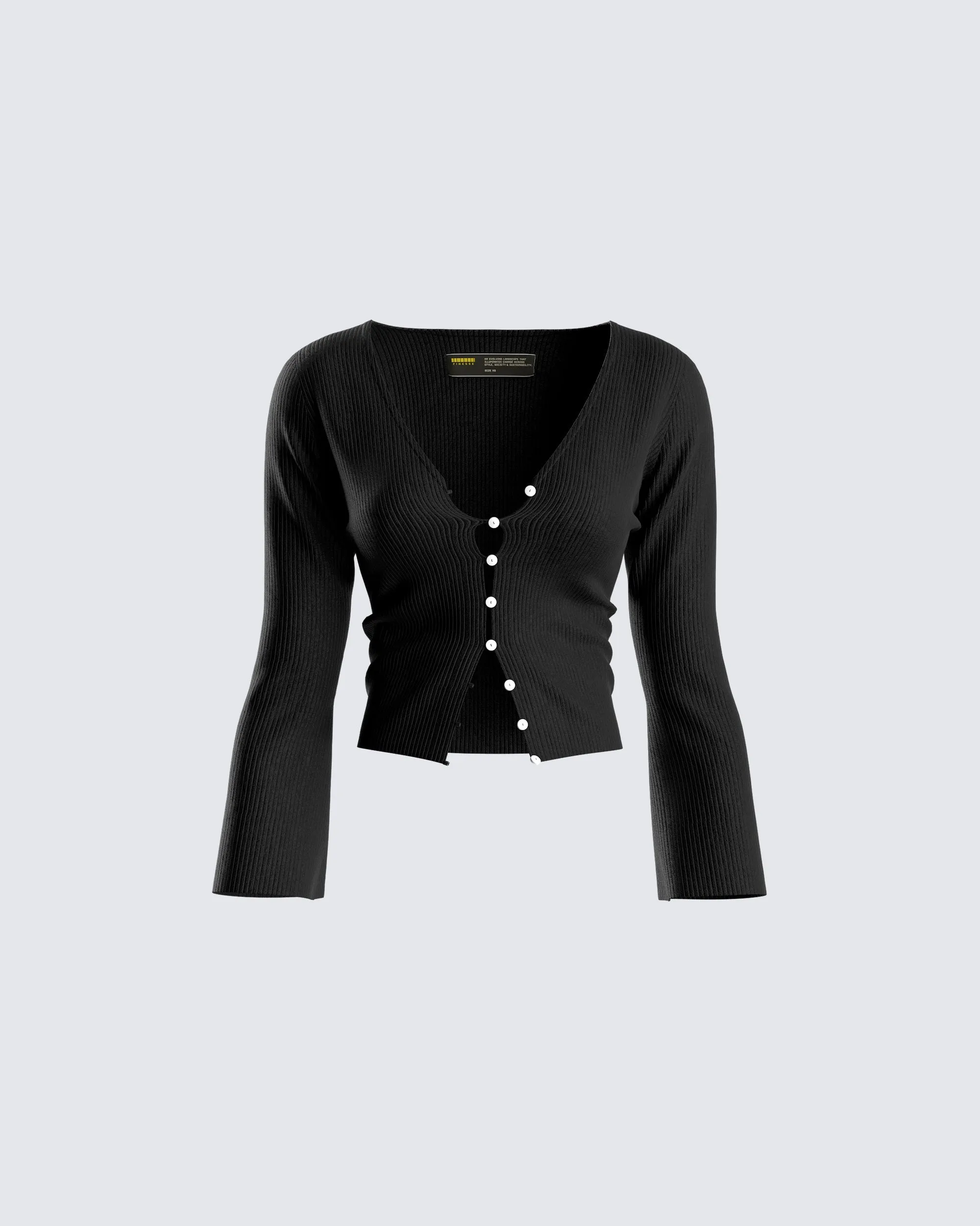 Kimmy Black Ribbed Cardigan Top sold by Finesse