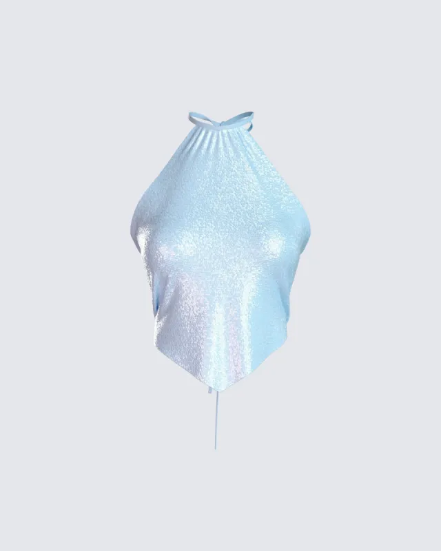 Courtney Blue Sequin Top sold by Finesse