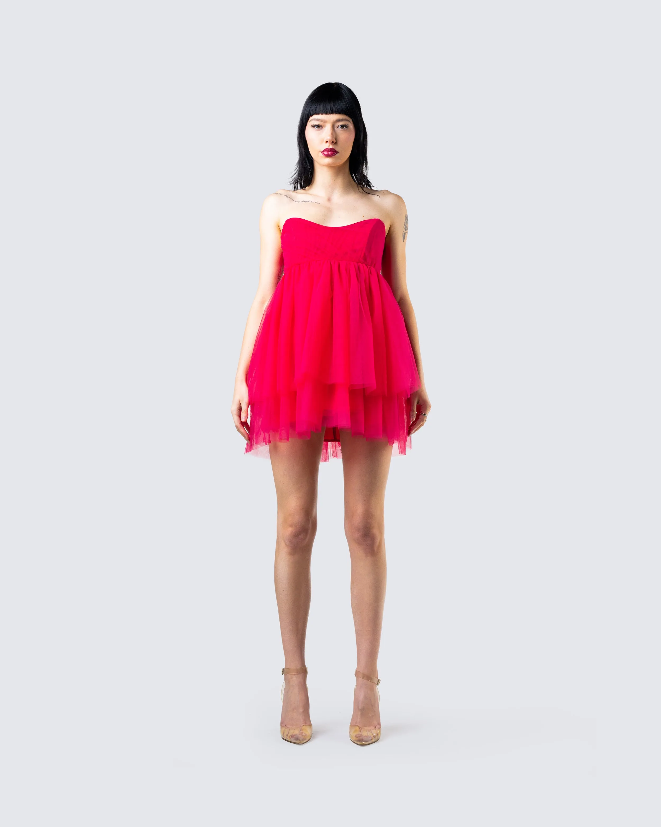 Nelly Hot Pink Tulle Mini Dress sold by Finesse product image thumbnail 4