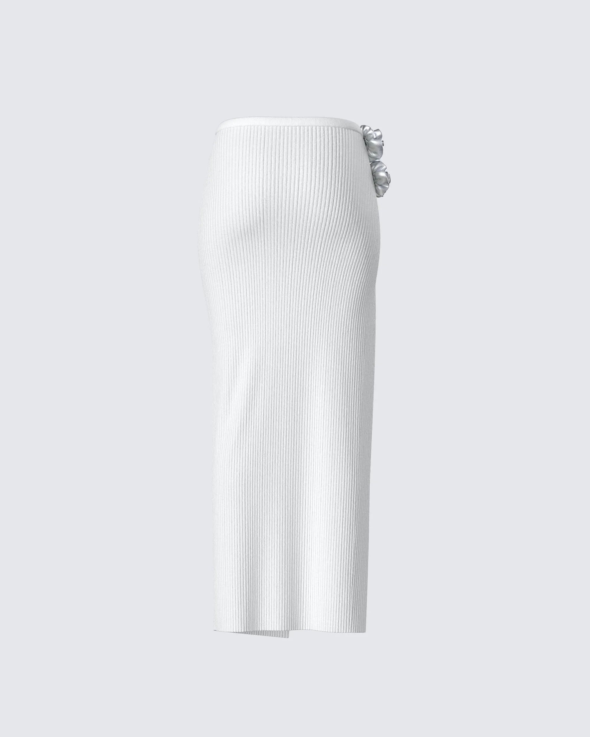 Yuka White Rosette Knit Maxi Skirt sold by Finesse product image thumbnail 3