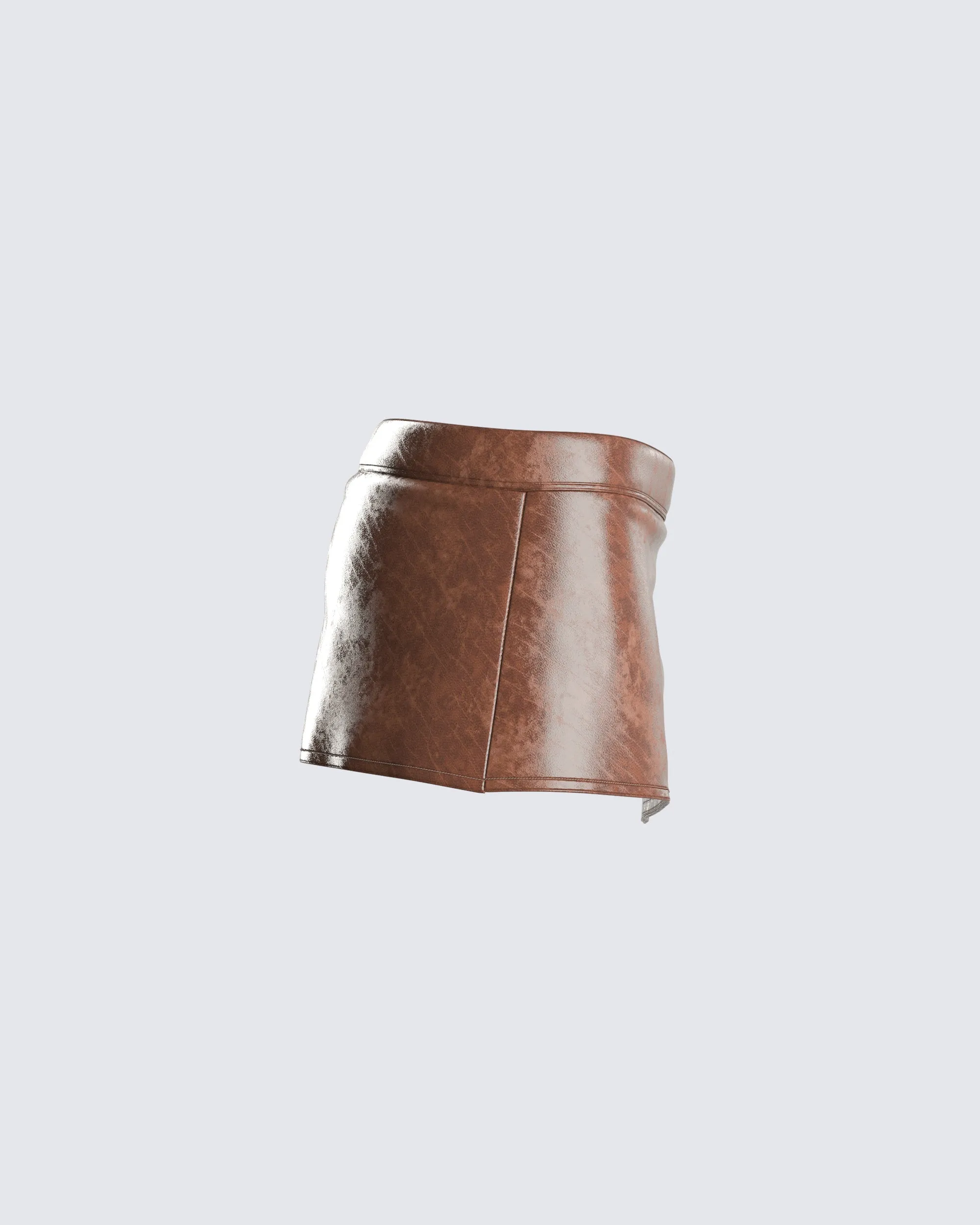 Lu Brown Vegan Leather Mini Skirt sold by Finesse product image thumbnail 2