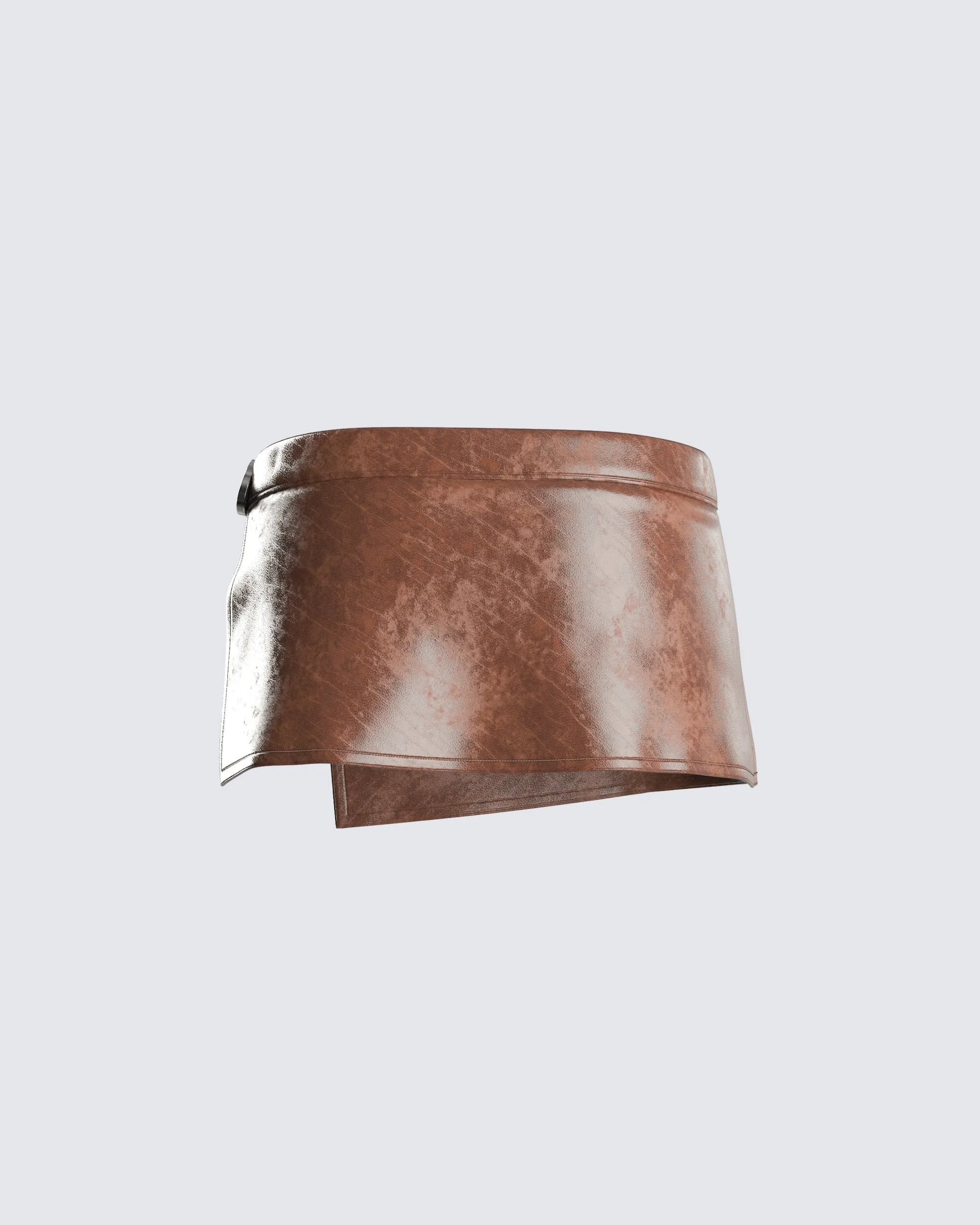 Lu Brown Vegan Leather Mini Skirt sold by Finesse product image thumbnail 3