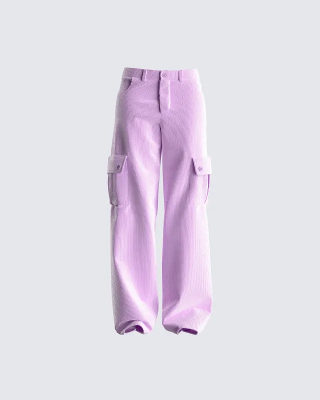 Lisa Lavender Corduroy Cargo Pant sold by Finesse