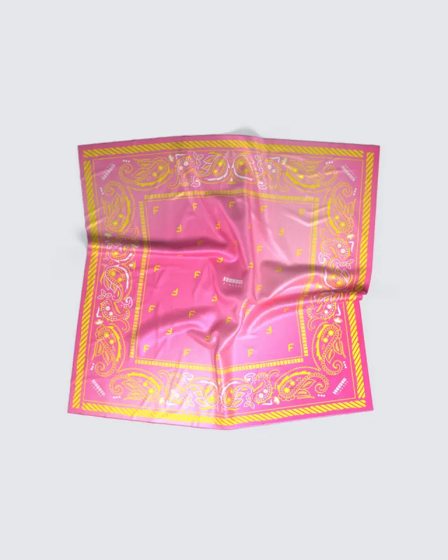 Miya Pink Satin Logo Bandana sold by Finesse