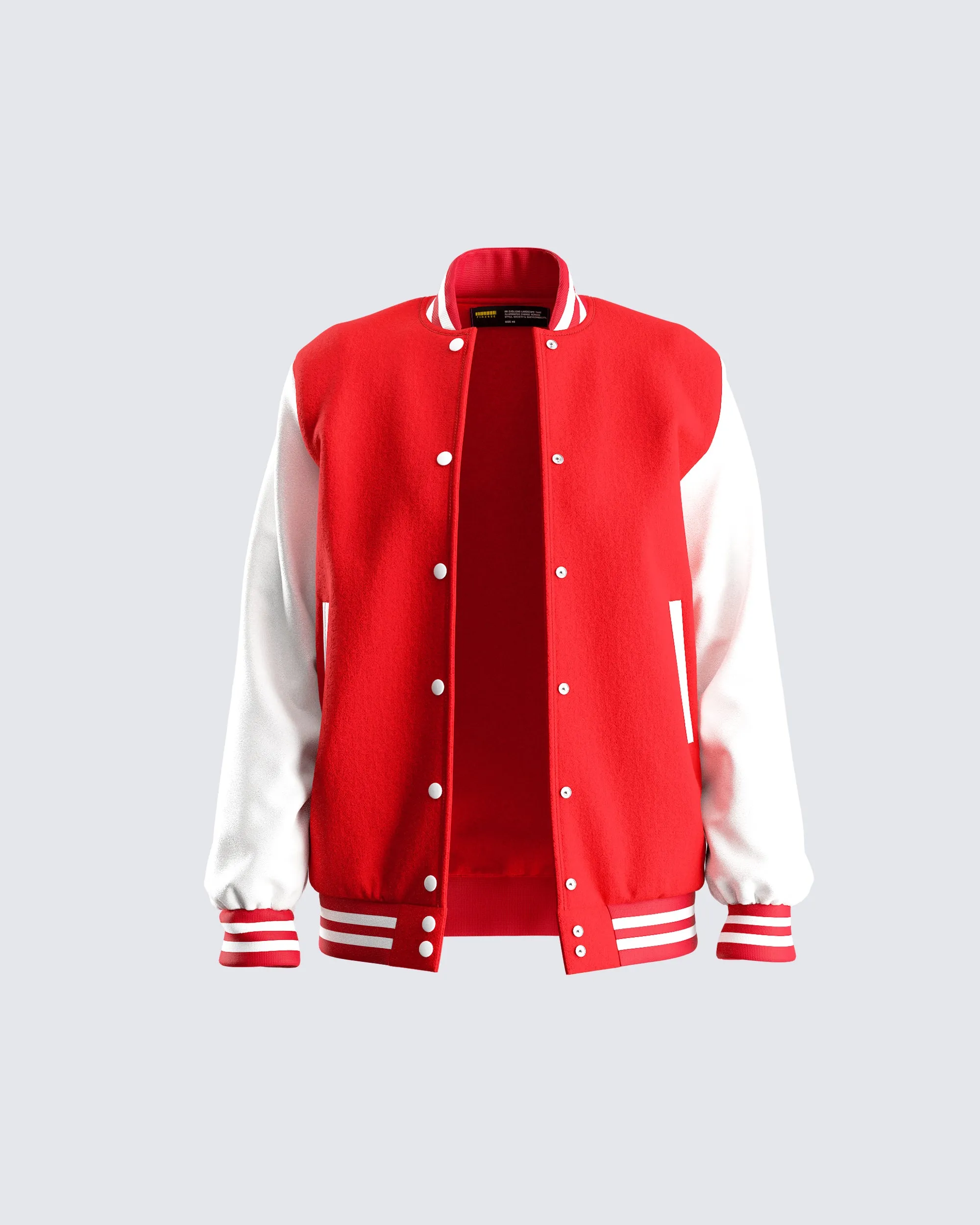 Yai Red Varsity Logo Patch Jacket sold by Finesse