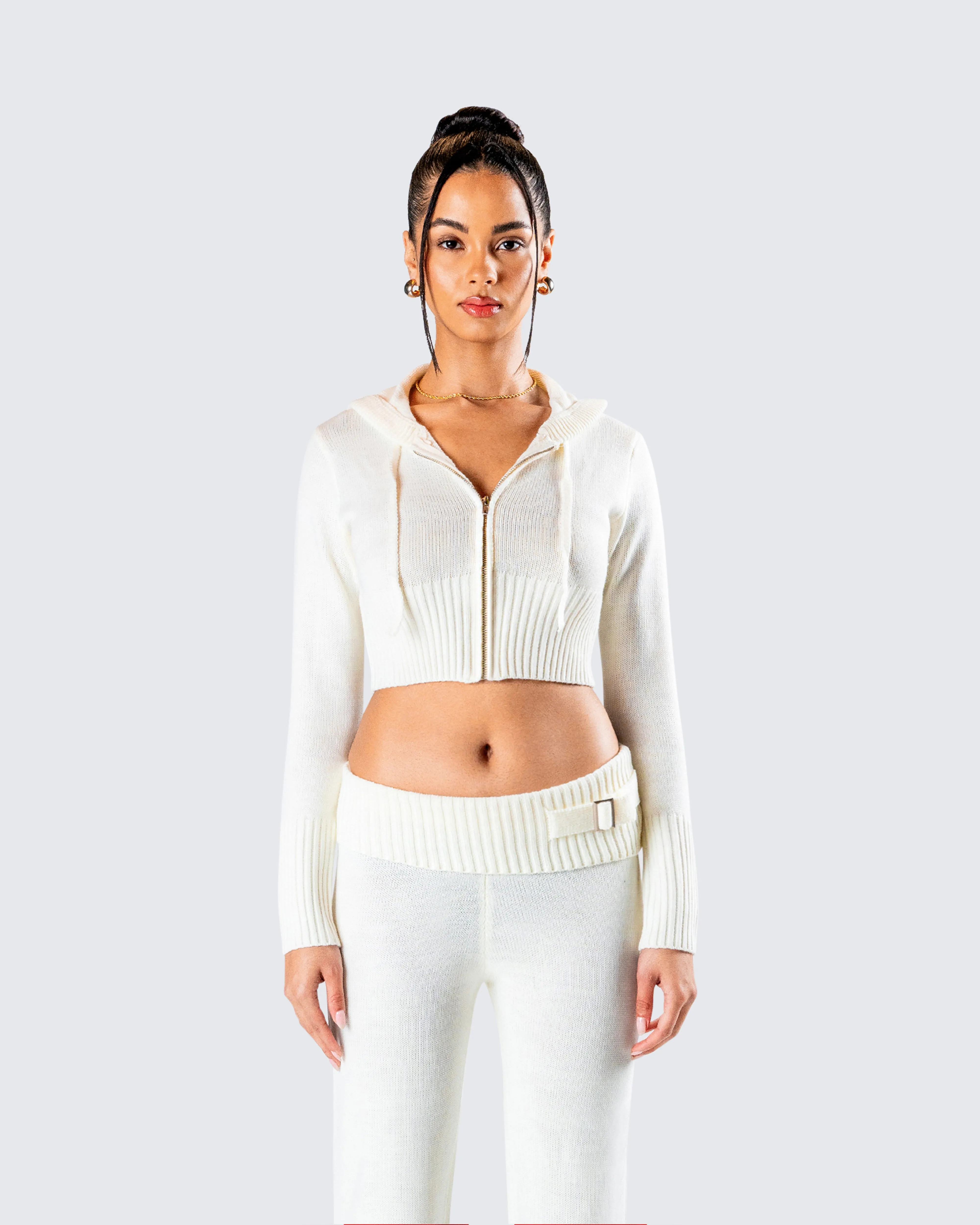 Alyssa White Knit Cropped Jacket sold by Finesse product image thumbnail 4