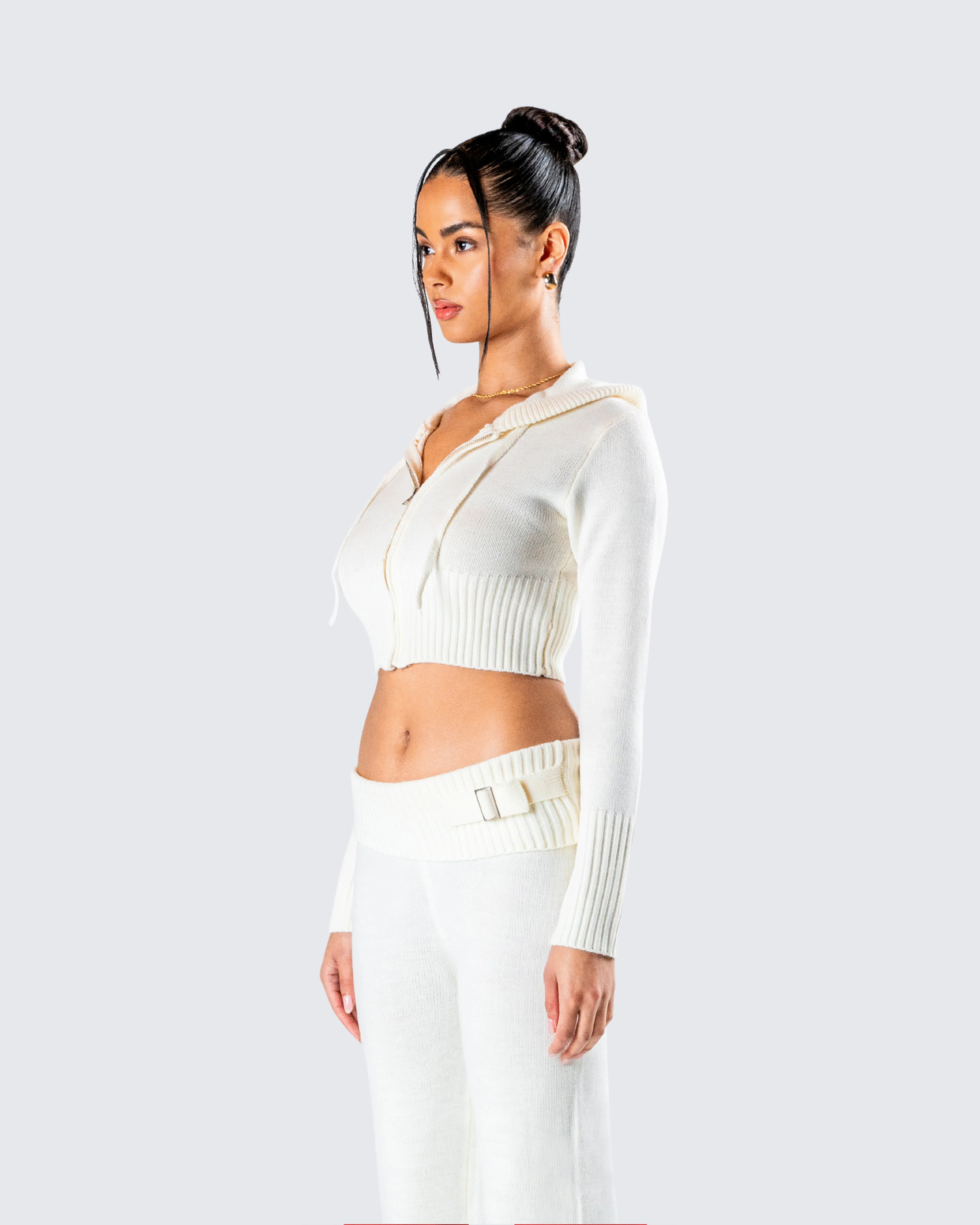 Alyssa White Knit Cropped Jacket sold by Finesse product image thumbnail 5